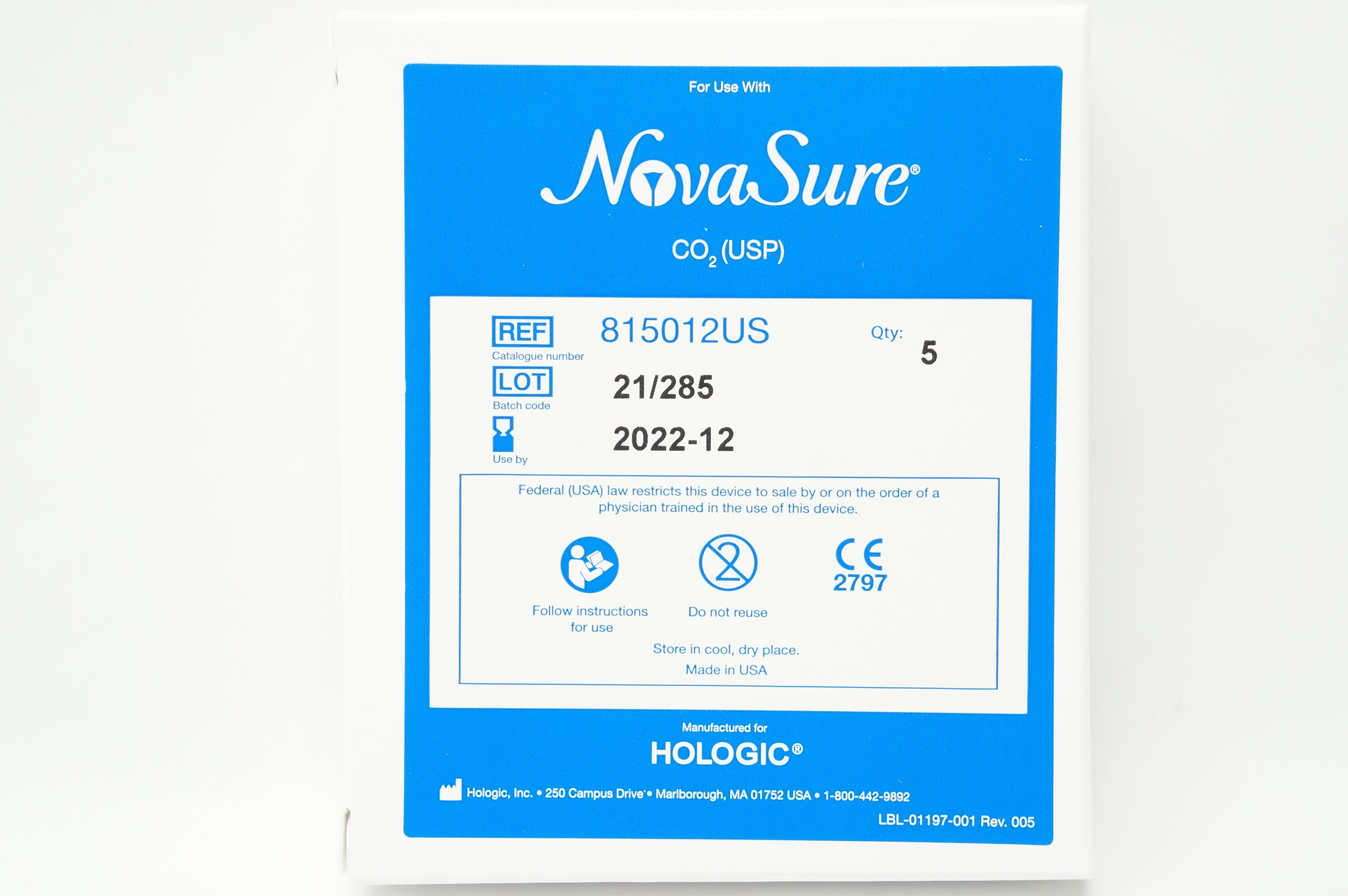 Hologic 815012US Nova Sure CO2 (USP) (x) - Box of 5