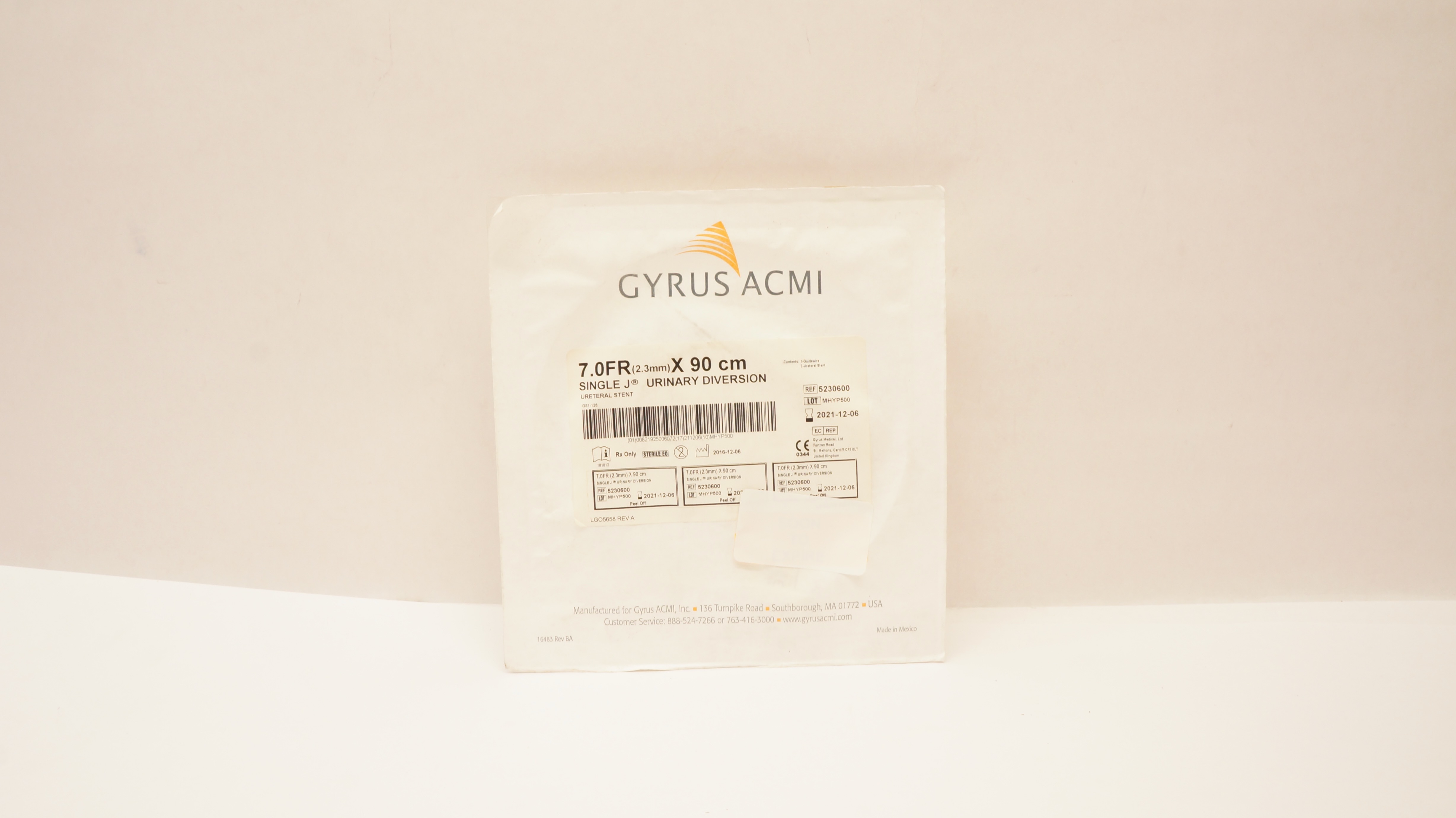 Gyrus ACMI 5230600 Single-J Urinary Diversion Ureteral Stnt 7.0FR x 90cm (x)