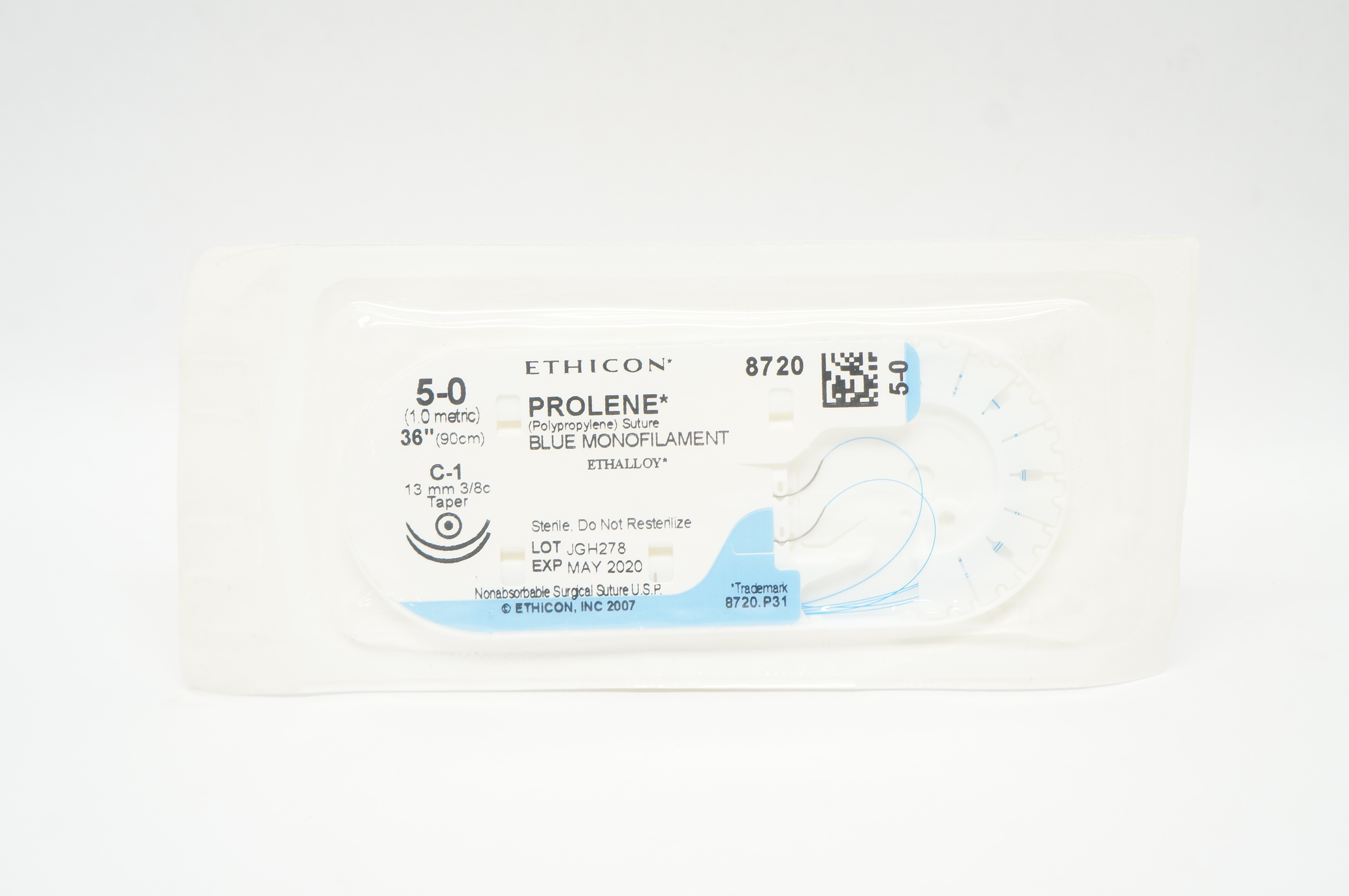 Ethicon 8720 5-0 PROLENE C-1 13mm 3/8c Taperpoint, 36inch (x)