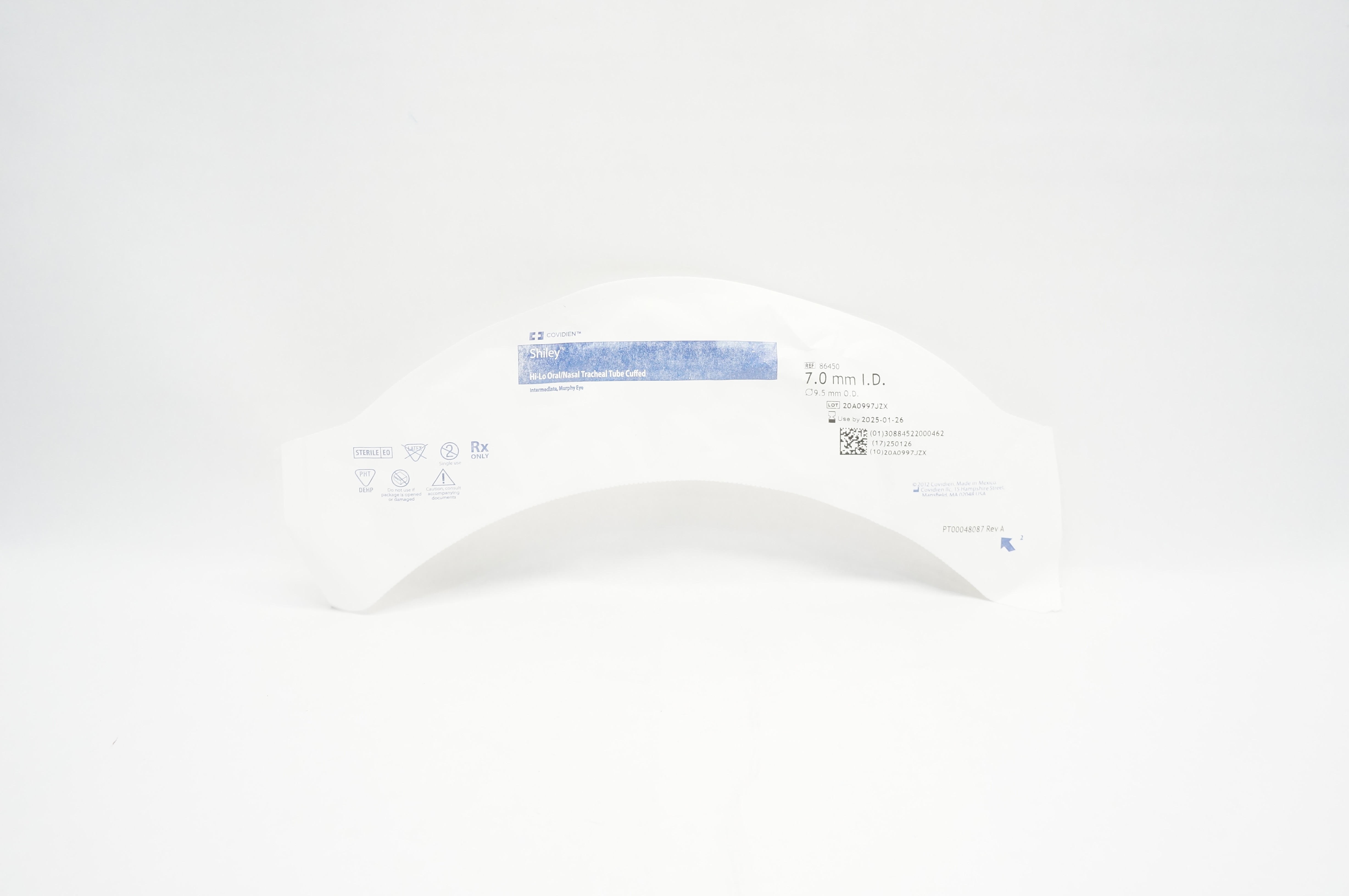 Covidien 86450 Shiley Hi-Lo Oral/Nasal Tracheal Tube 7.0 mm ID x 9.5mm OD