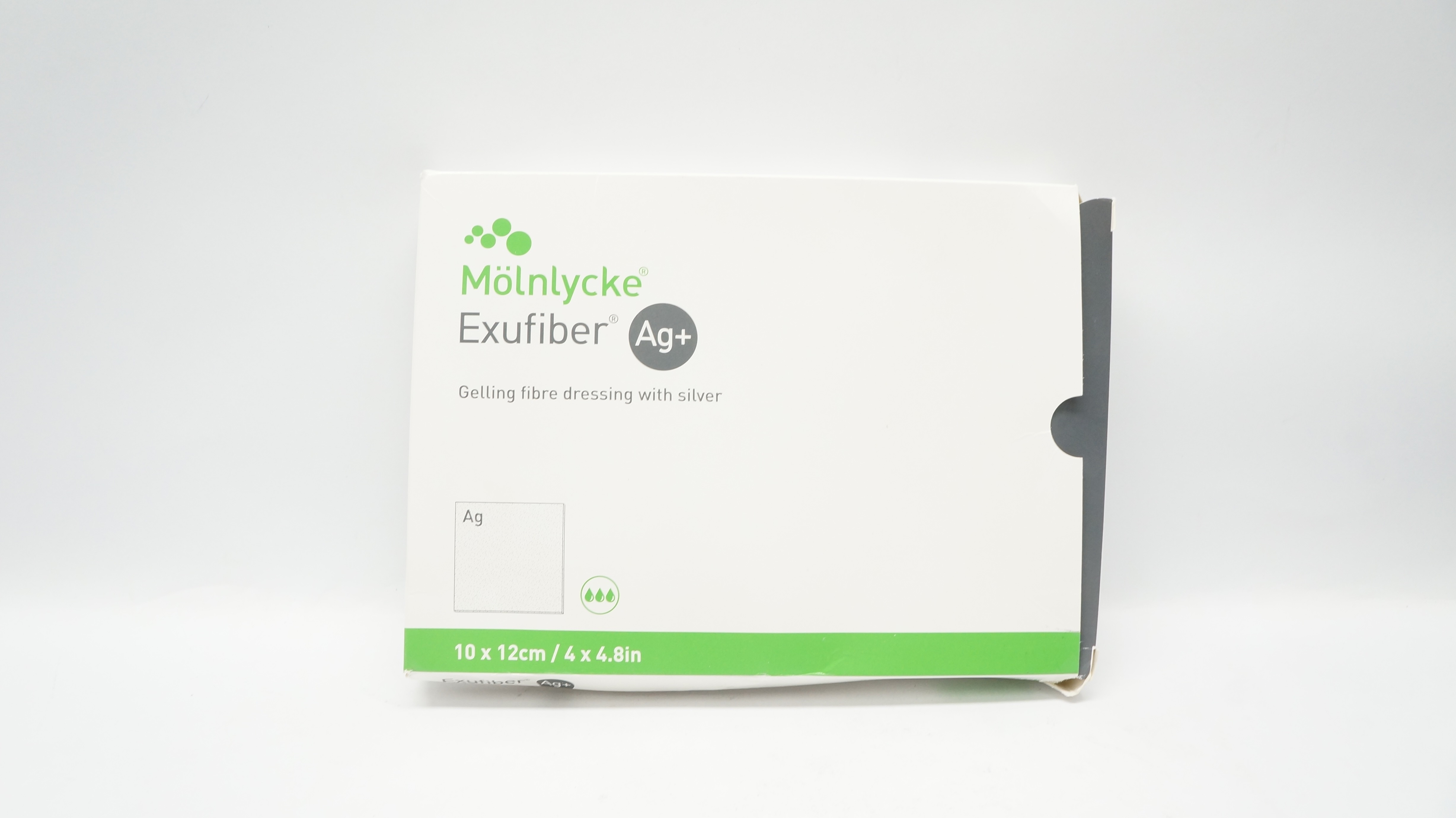 Molnlycke 603422 Exufiber Ag+ Gelling Fiber Dressing 4 x 4.8inch (x)- Box of 9