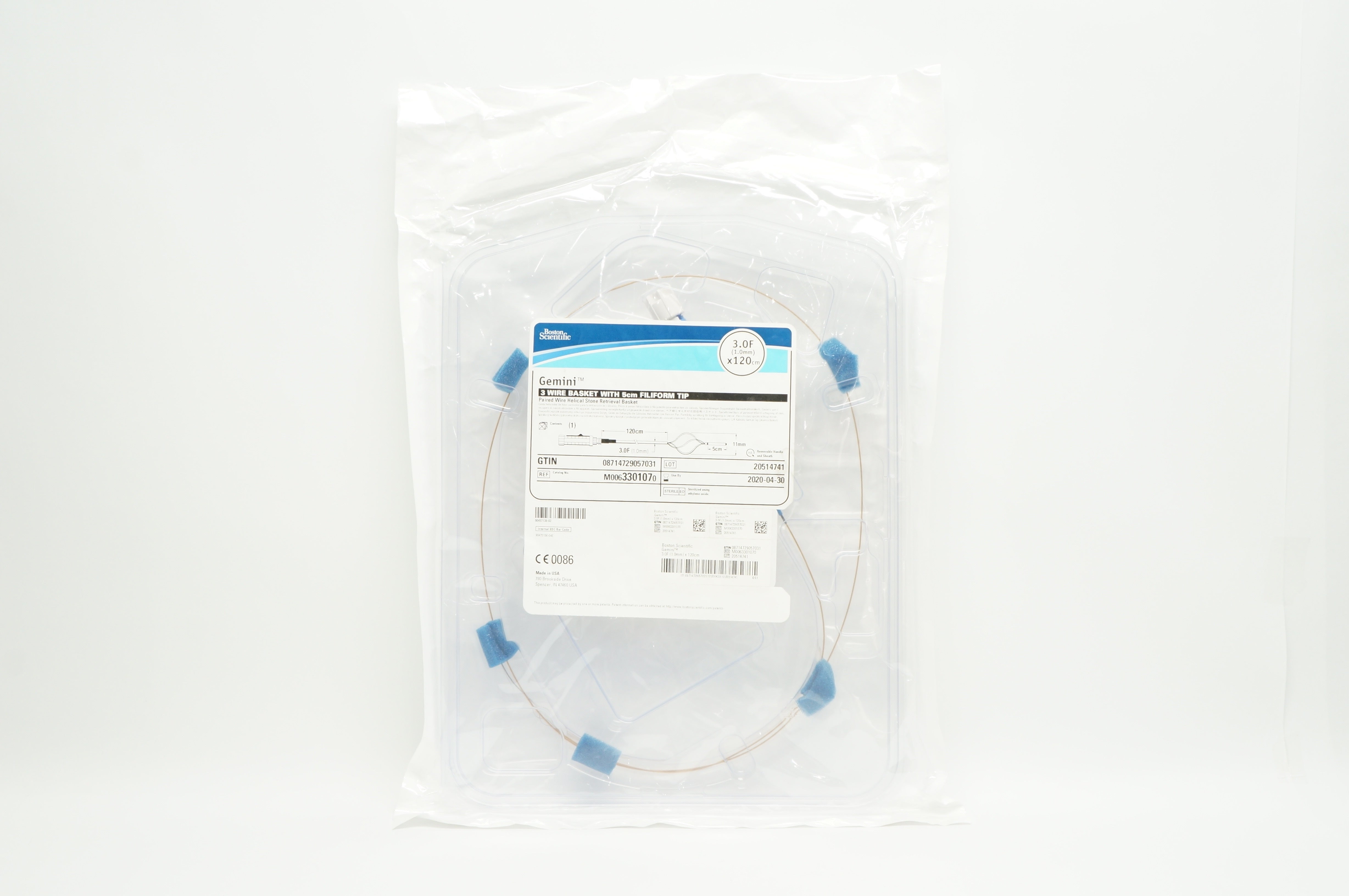 Boston Scientific M0063301070 Gemini 3 Wire Basket 3.0F x 120cm (x)