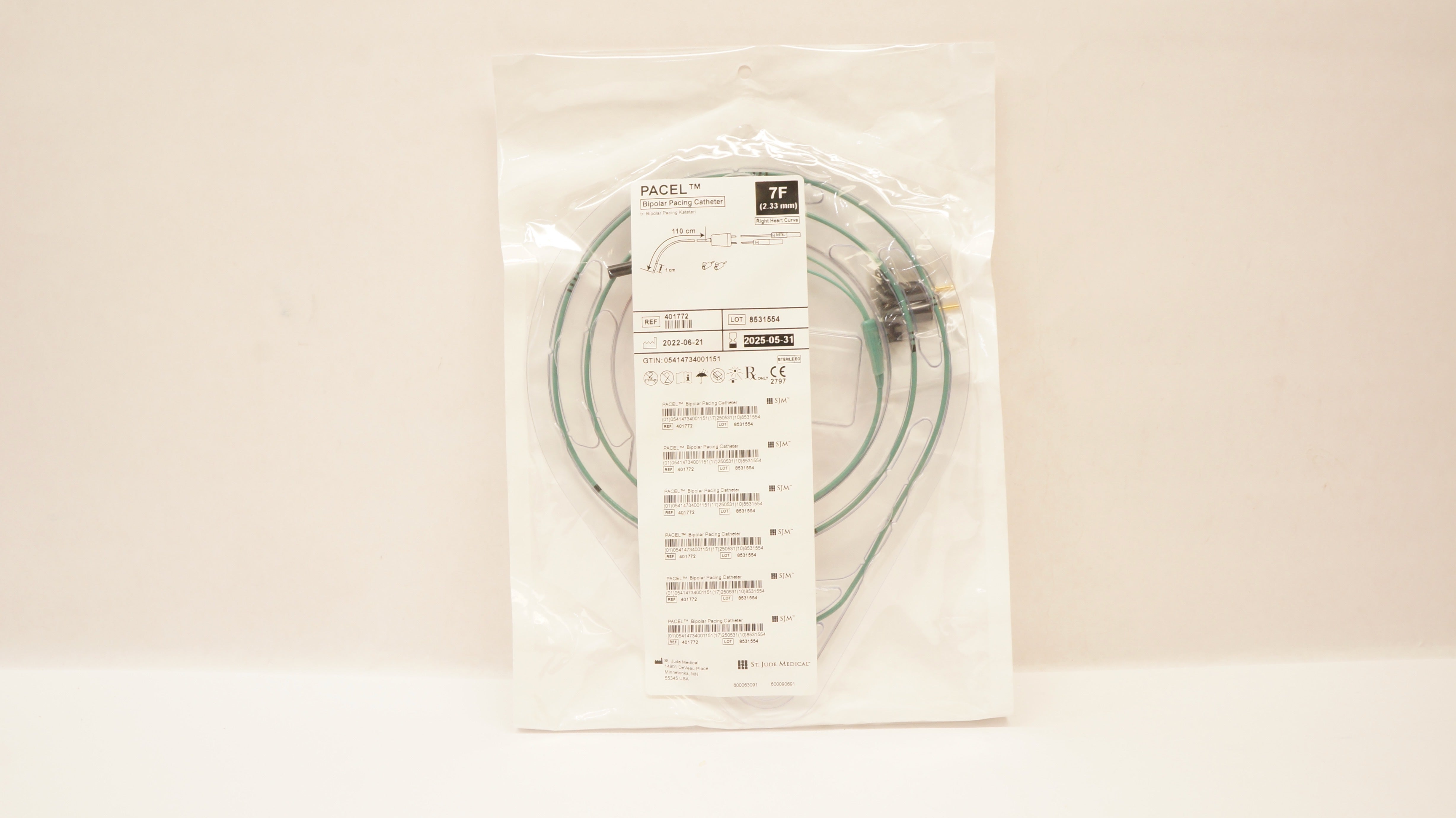 St.Jude Medical 401772 Pacel Bipolar Pacing Cath. 7F