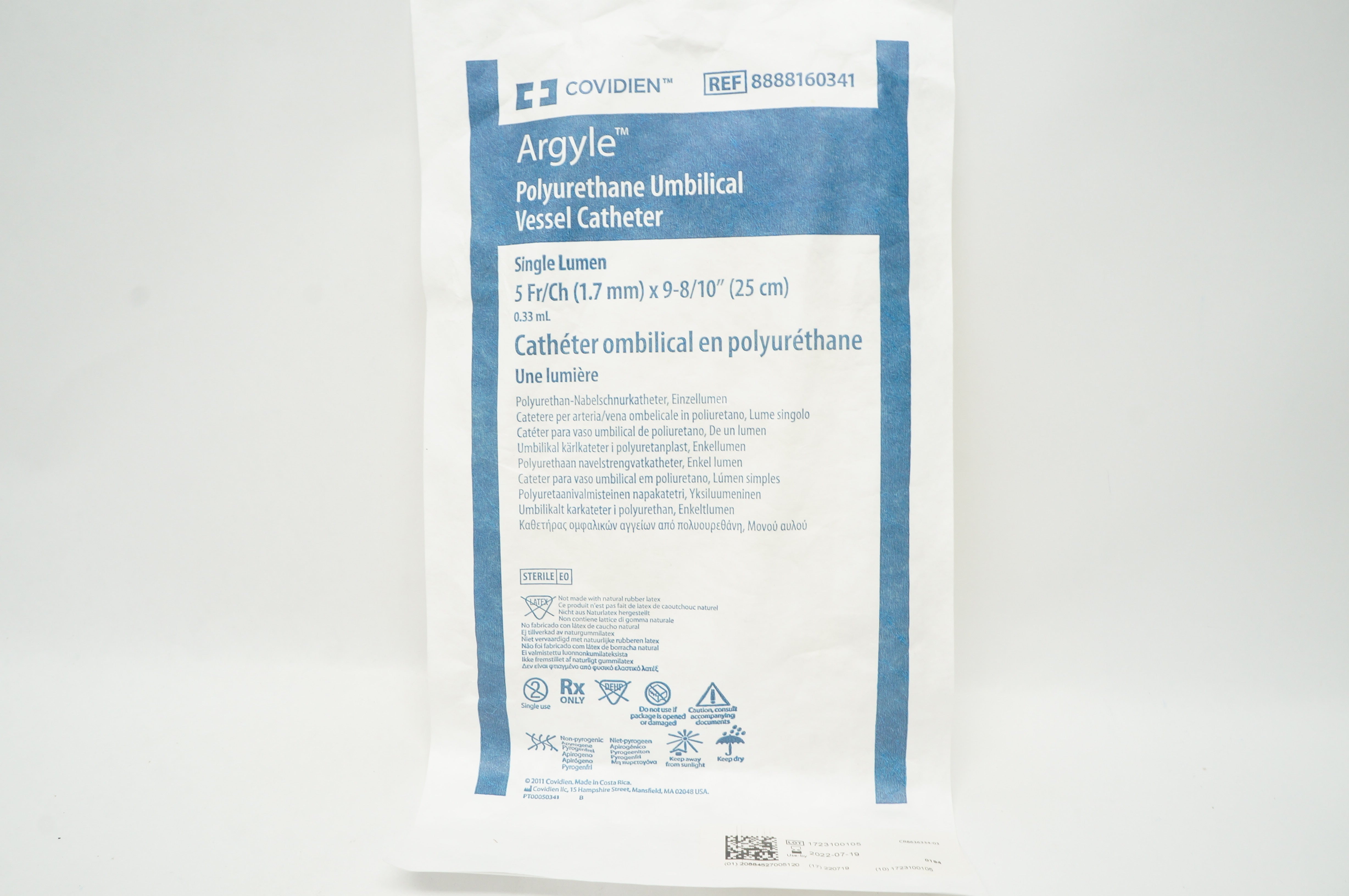 Covidien 8888160341 Argyle Polyurethane Umbilical Vessel Cath. 5Fr.x 9-8/10in(x)