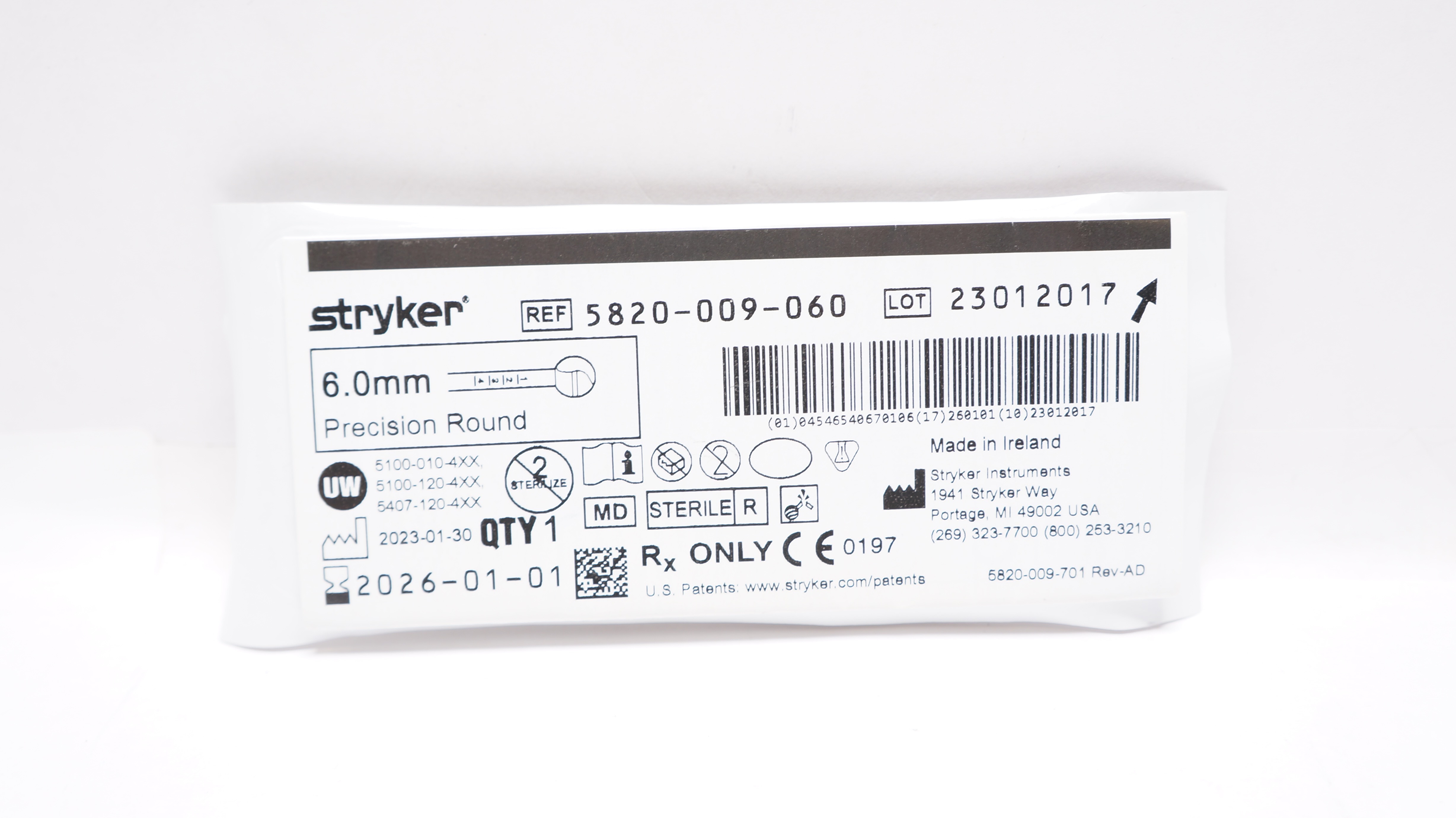 Stryker 5820-009-060 Precision Round 6.0mm