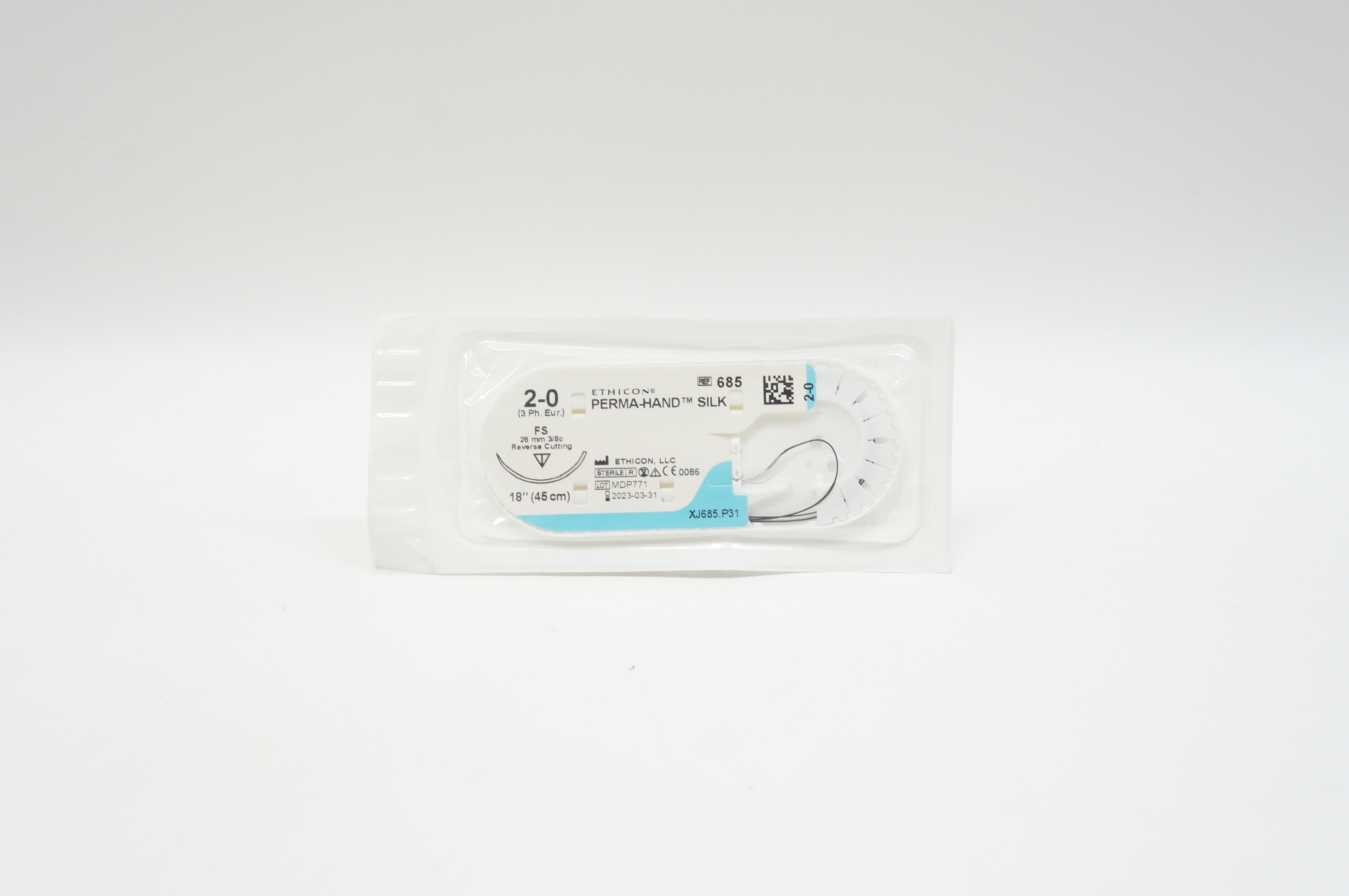 Ethicon 685 2-0 PERMA-HAND SILK, FS, 26mm 3/8c Reverse Cutting, 18inch