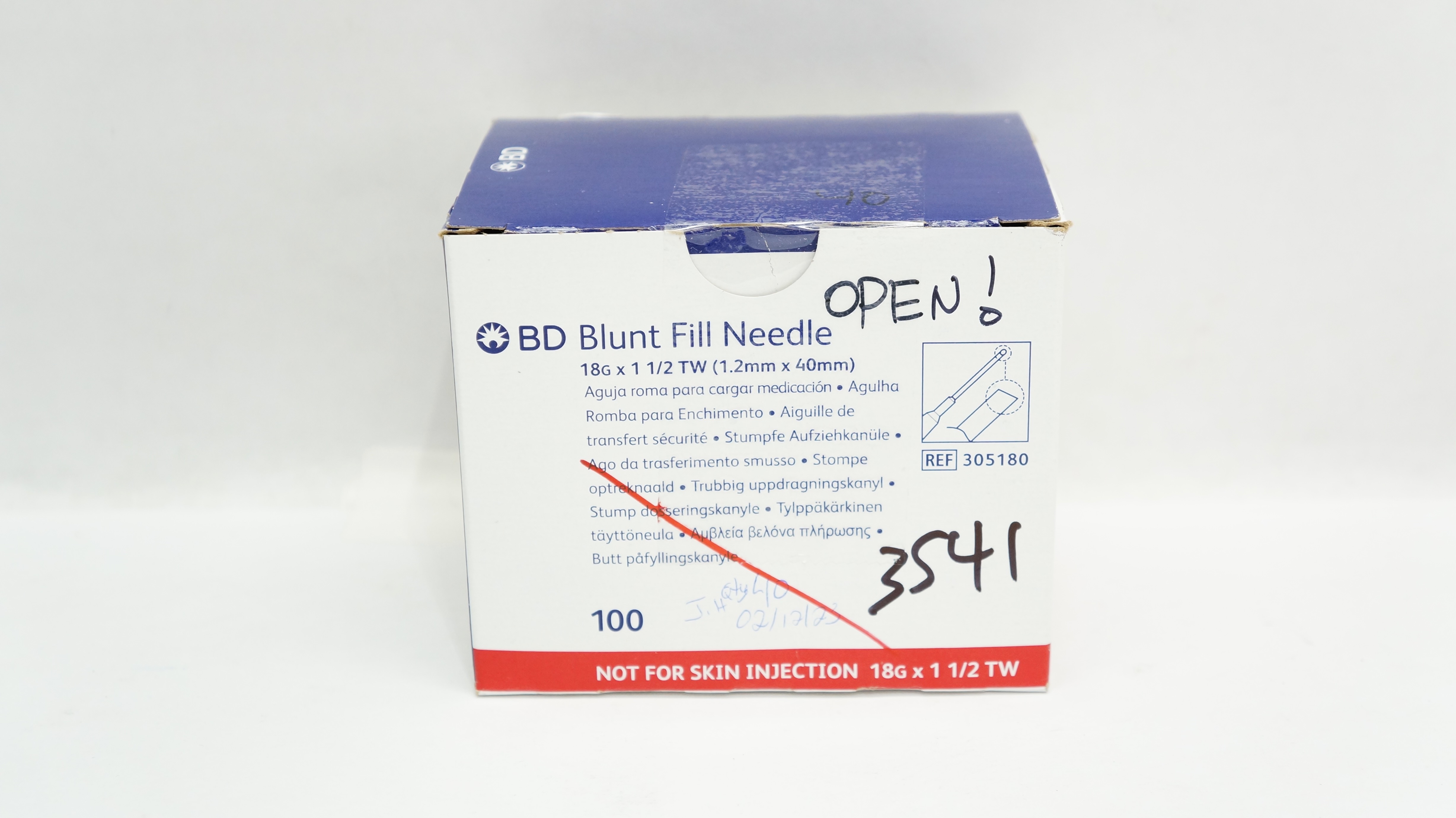 BD 305180 Blunt Fill Ndle 18G x 1-1/2 - Box of 100