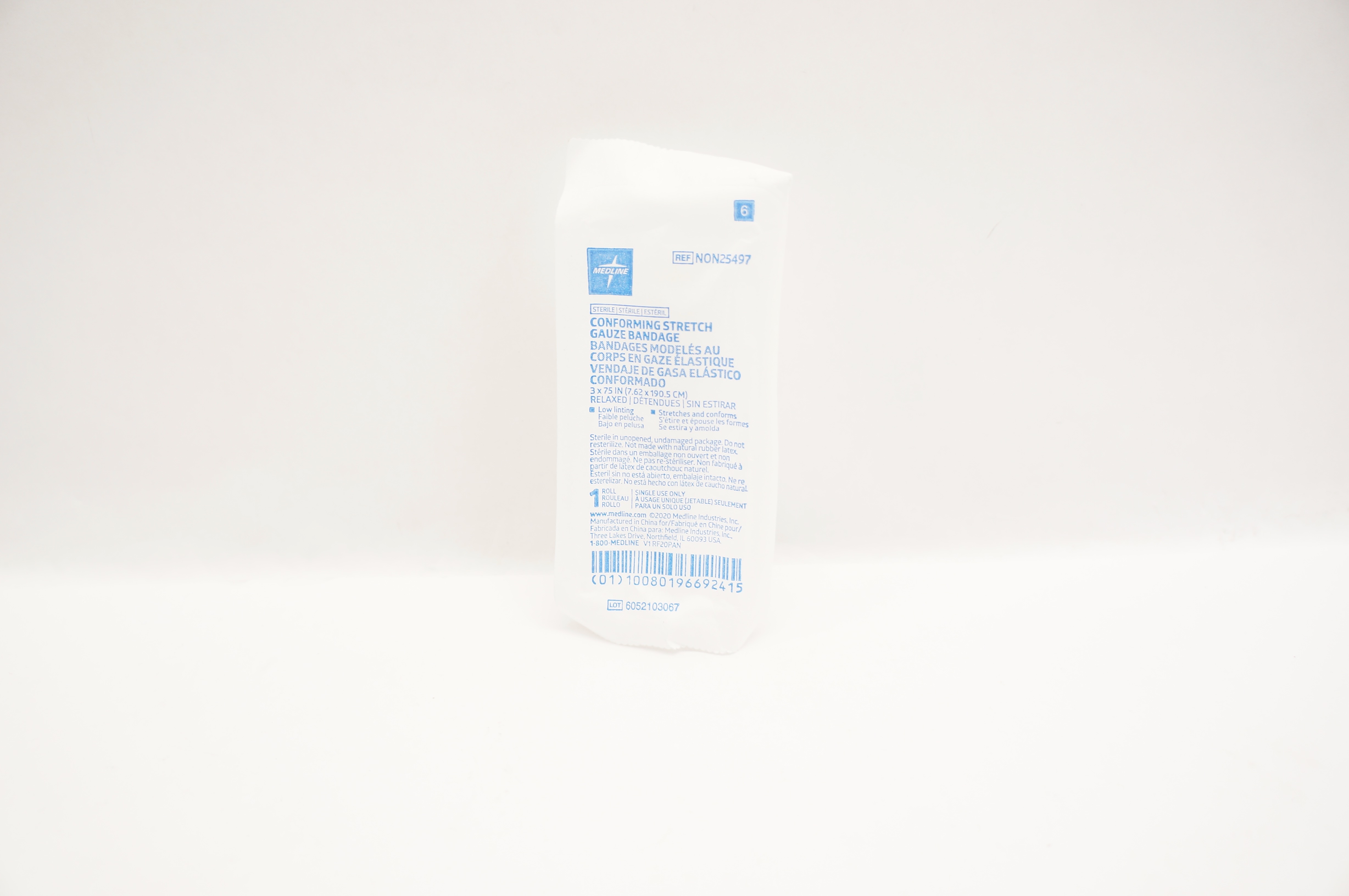 Medline NON25497 Conforming Stretch Gauze Bandage, Relaxed 3inch x 75inch