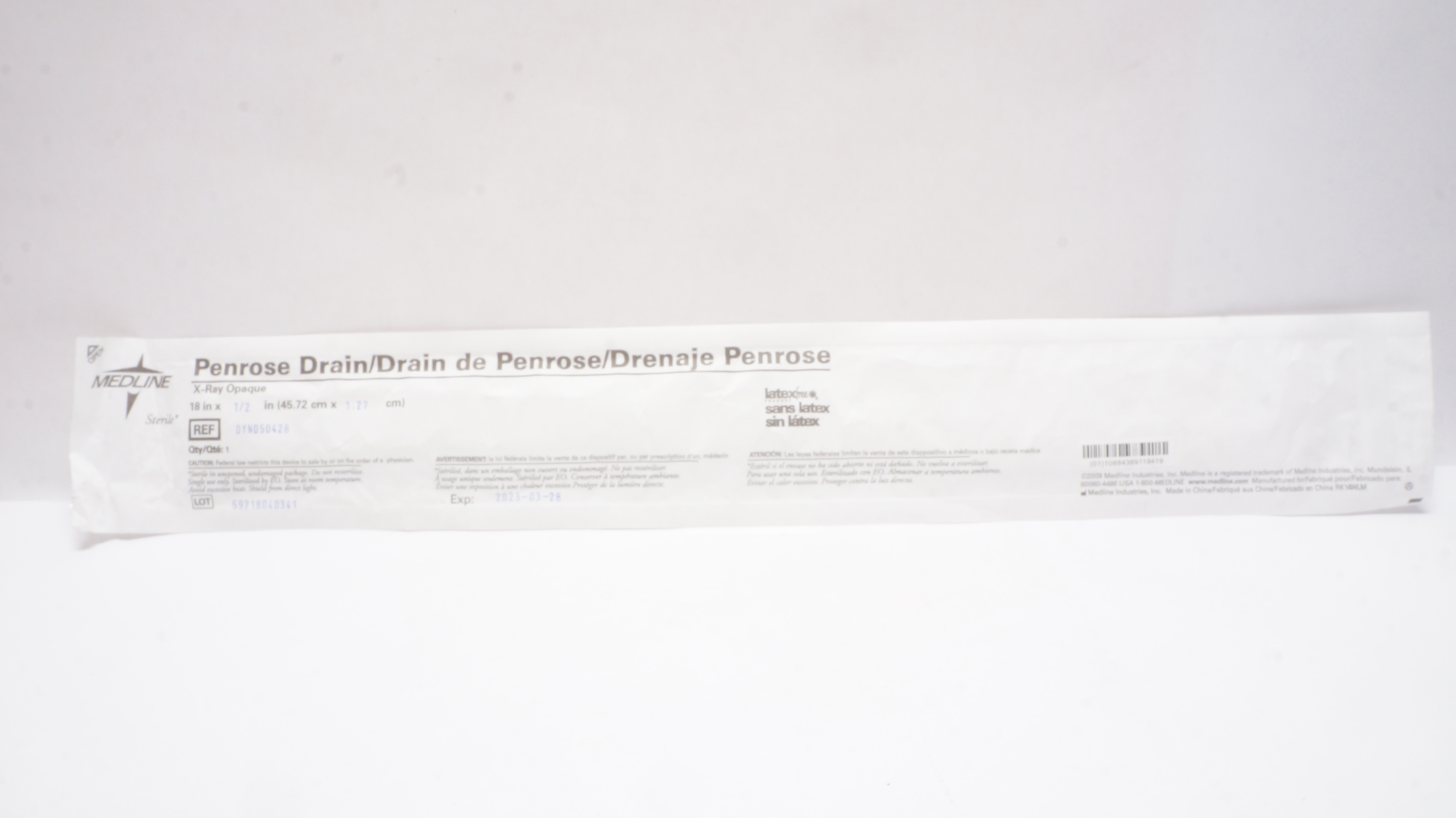 Medline DYND50428 Penrose Drain 18inch x 1/2inch (x)