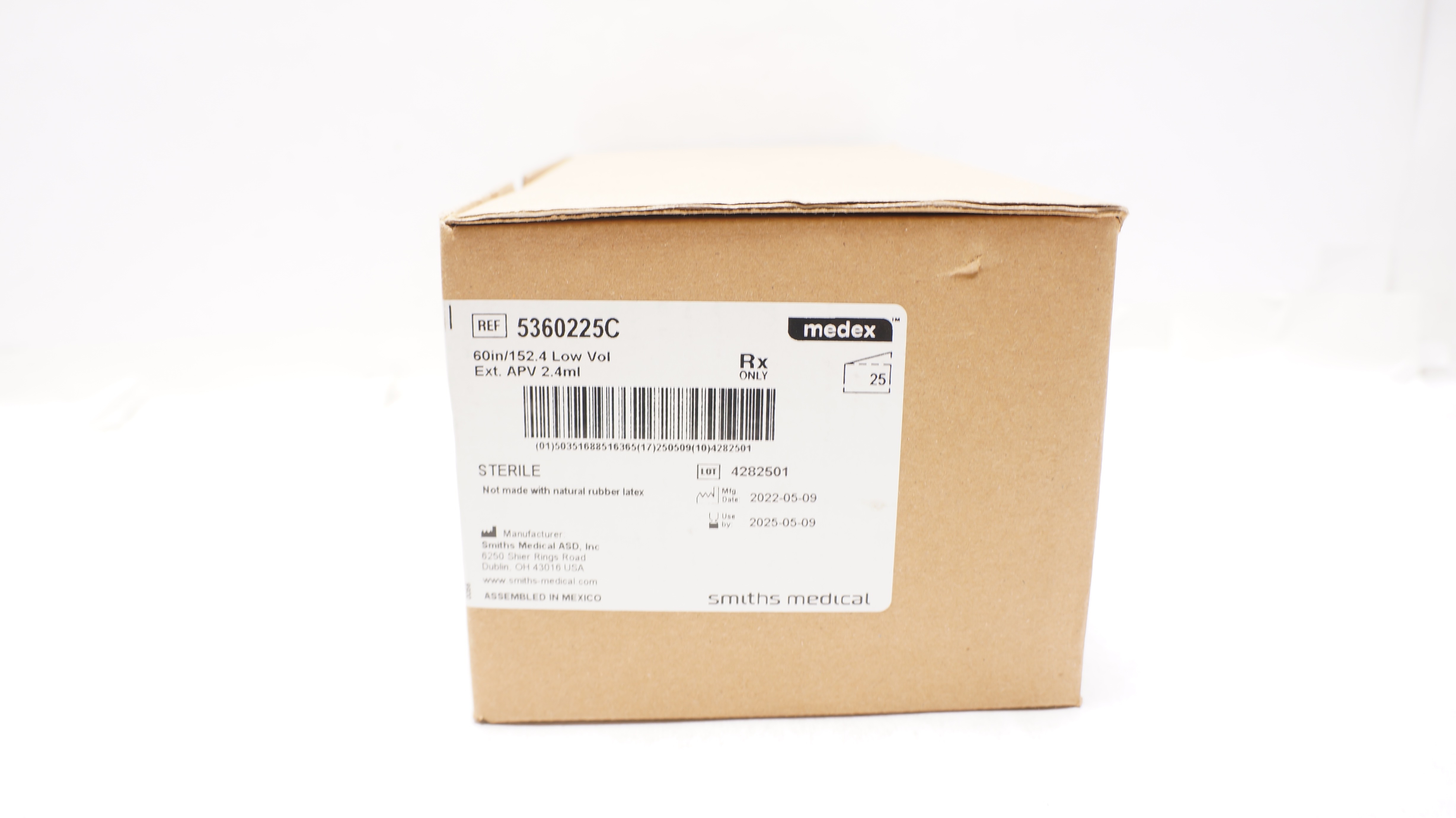 Smiths Medical 5360225C Medex 60inch/152.4 Low Vol Ext. APV 2.4 mL - Box of 25