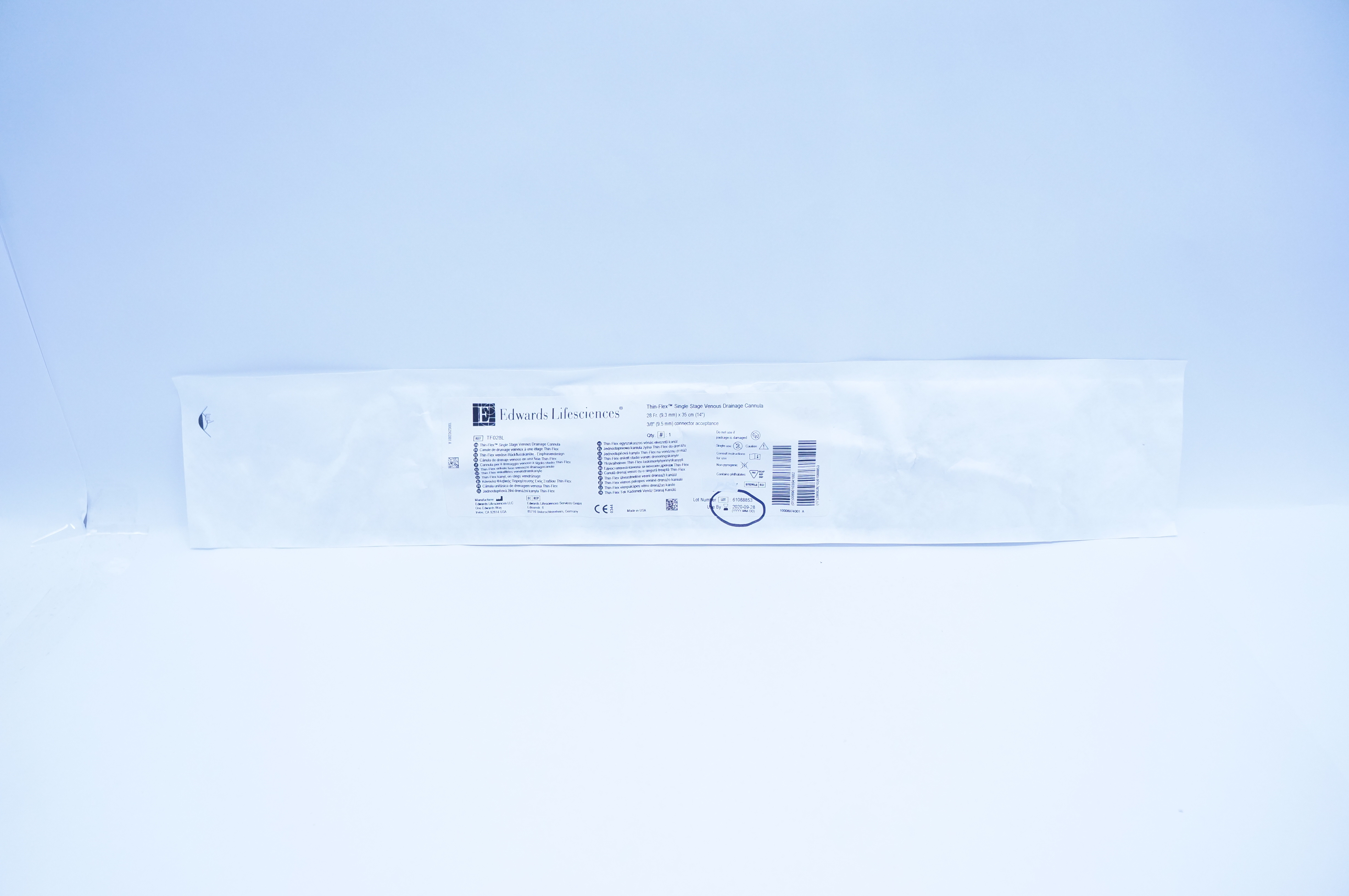 Edwards TF028L Thin-Flex Single Stage Venous Drainage Cannula 28Fr. x 14inch (x)