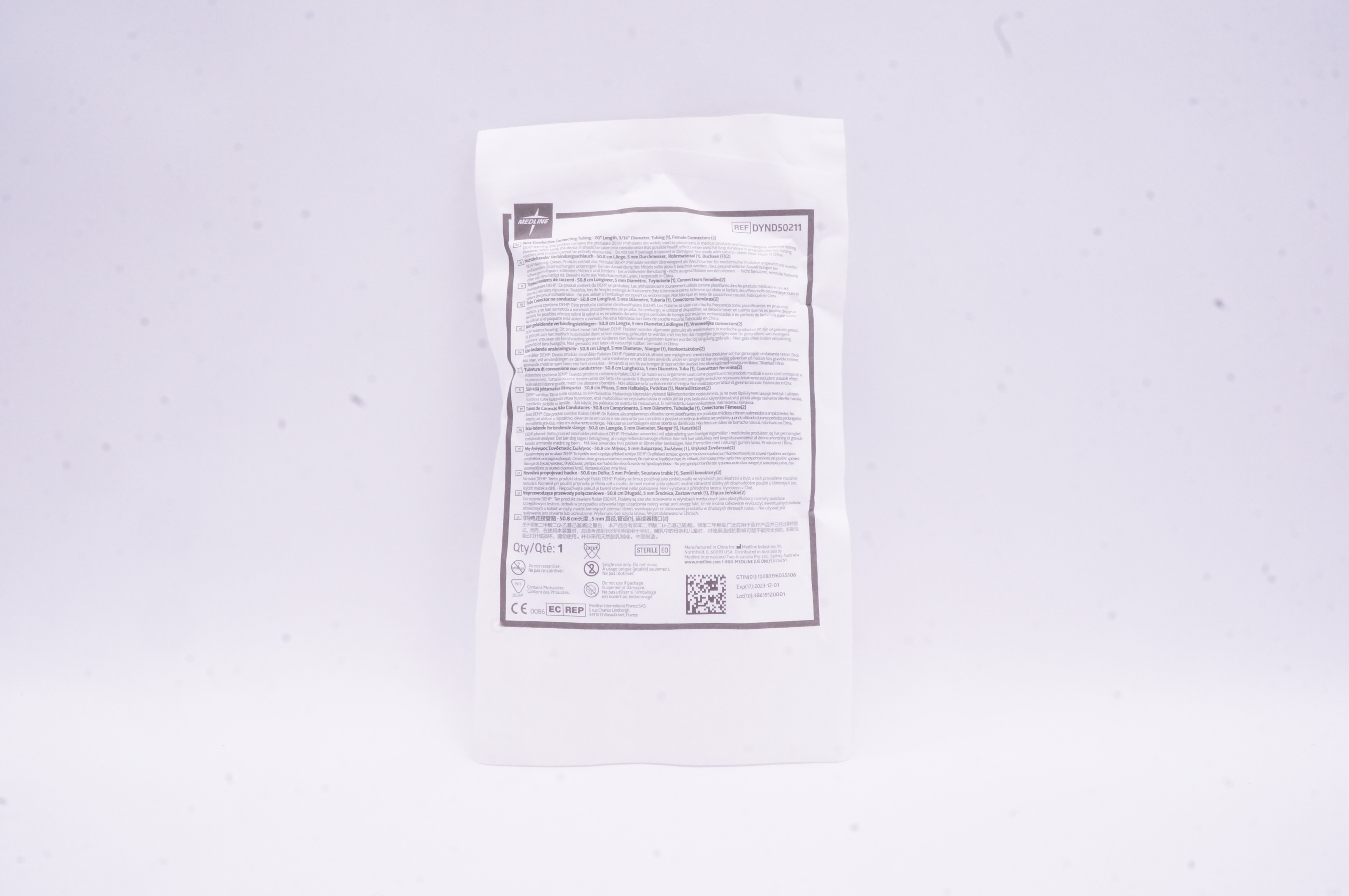 Medline DYND50221 Non-Conductive Connecting Tubing 20 inch Length Diam 3/16inch
