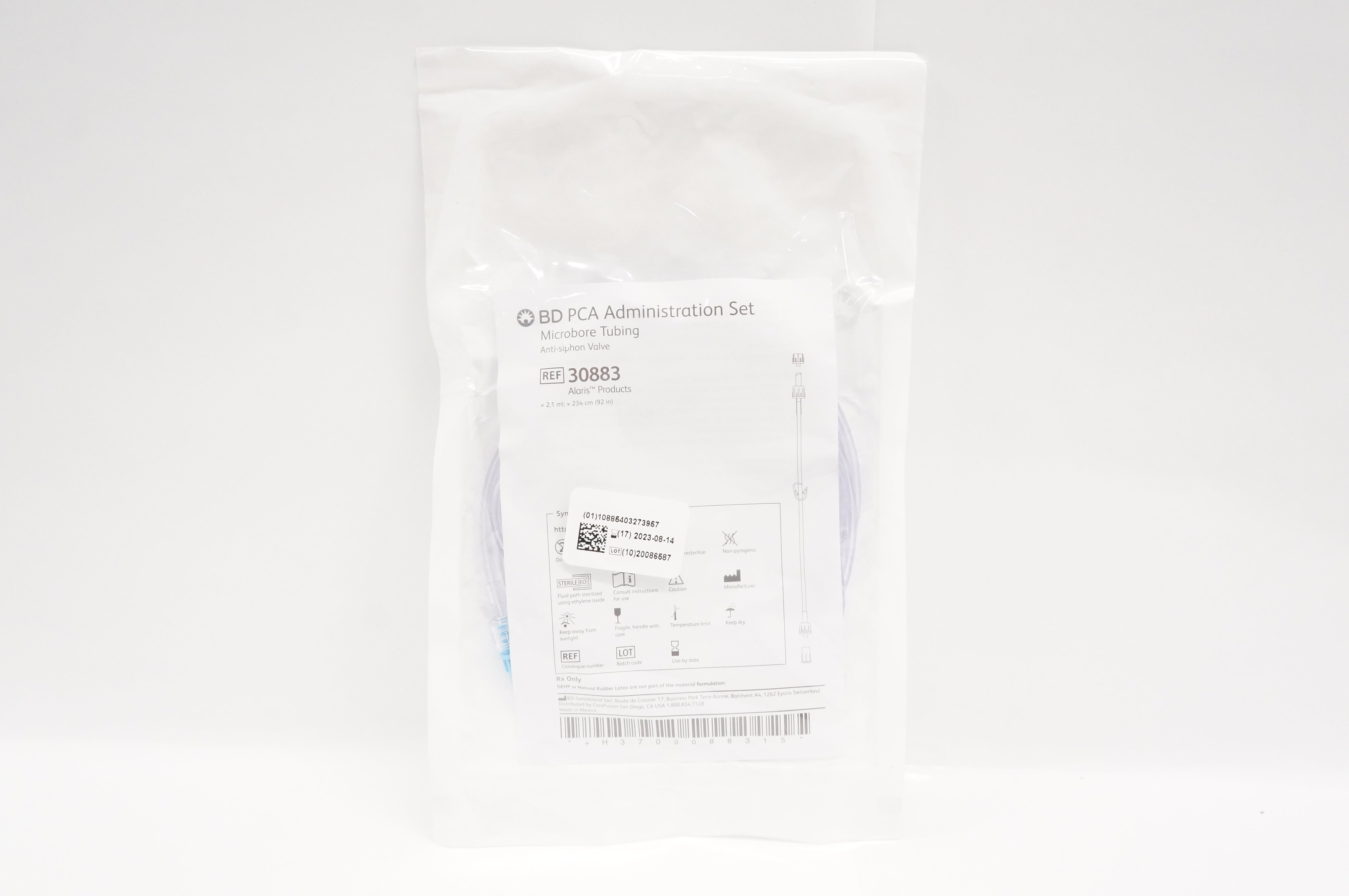 Alaris 30883 PCA Administration Set Microbore Tubing Anti-Siphon 92inch