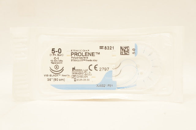 Ethicon 8321 5-0 PROLENE, C-1, 13mm 3/8c Taper, 36inch