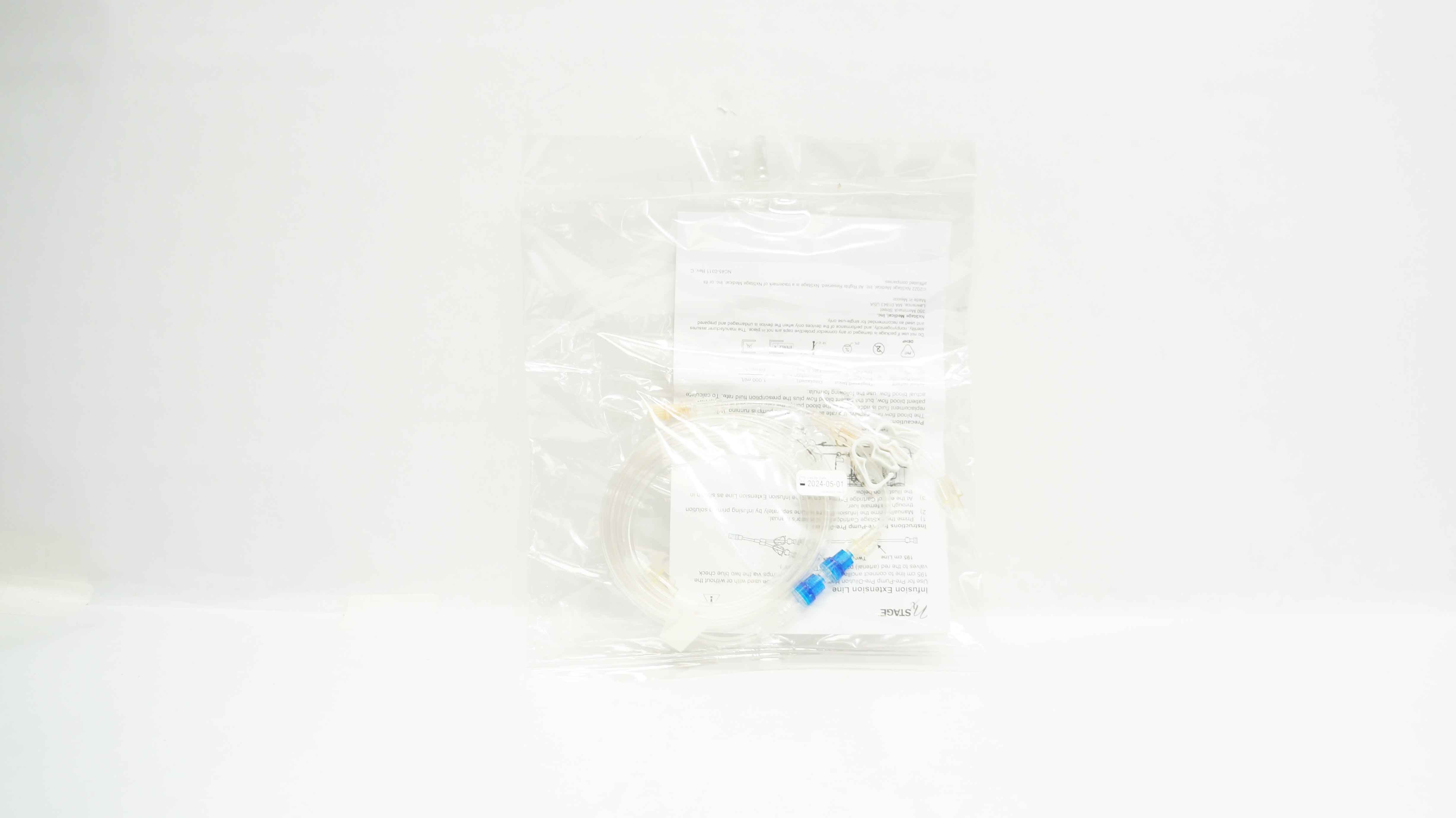 NxStage Infusion Extension Line 195cm 2 Blue Check Valves