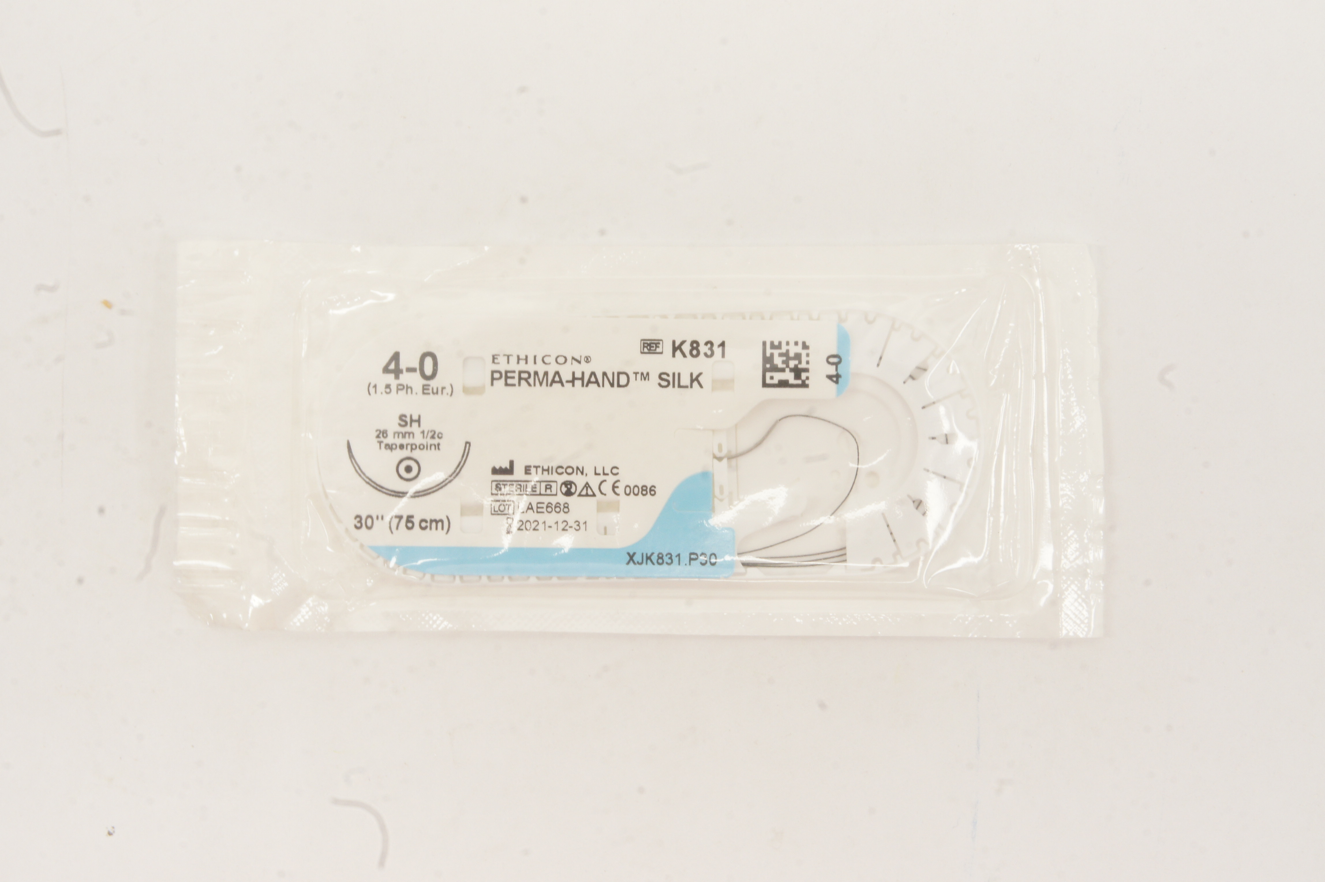 Ethicon K831 4-0 Perma-Hand Silk Stre SH 26mm 1/2c Taperpoint, 30 inch