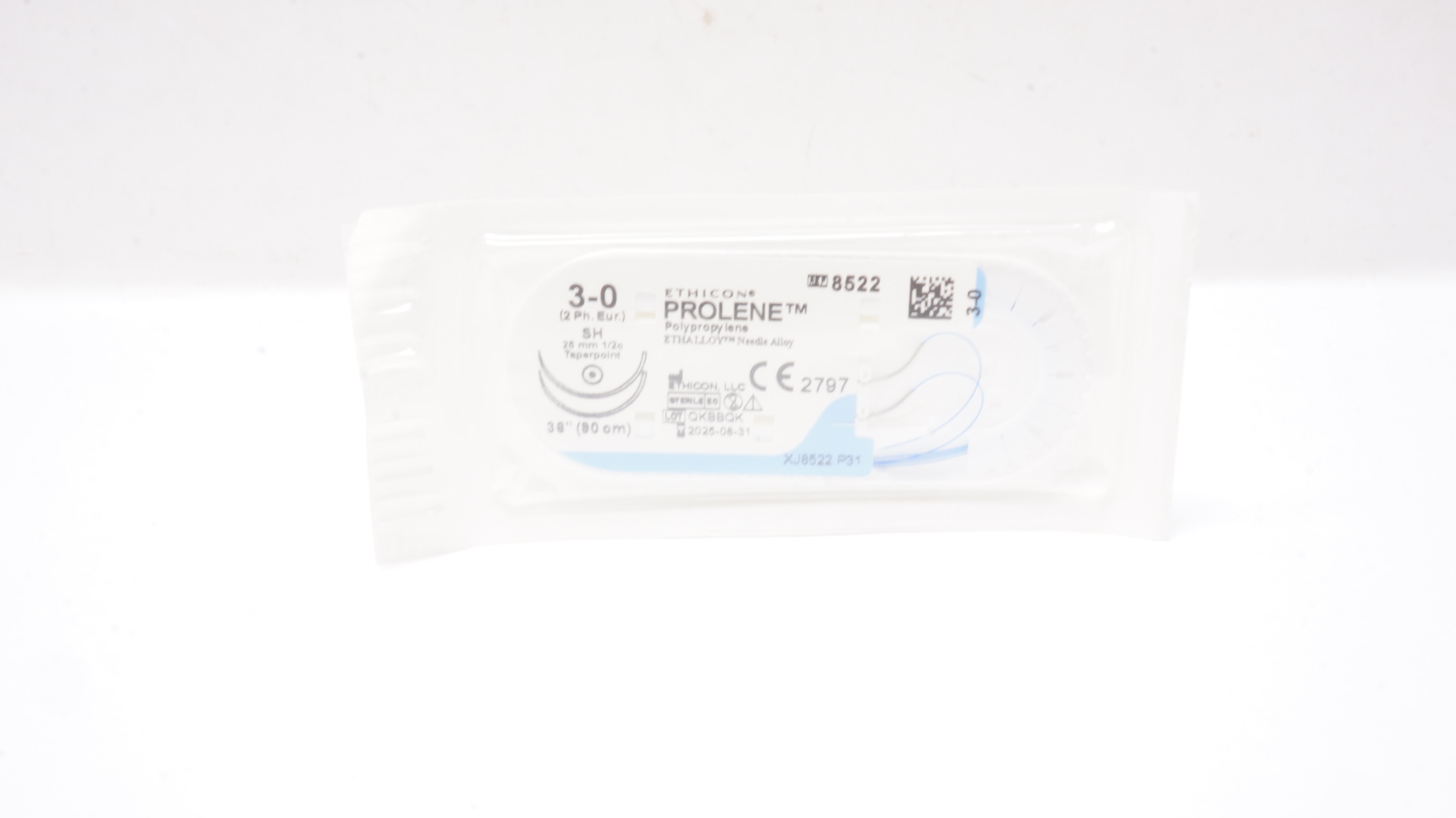 Ethicon 8522 3-0 PROLENE Polypropylene Stre SH 26mm 1/2c Taperpoint 36inch