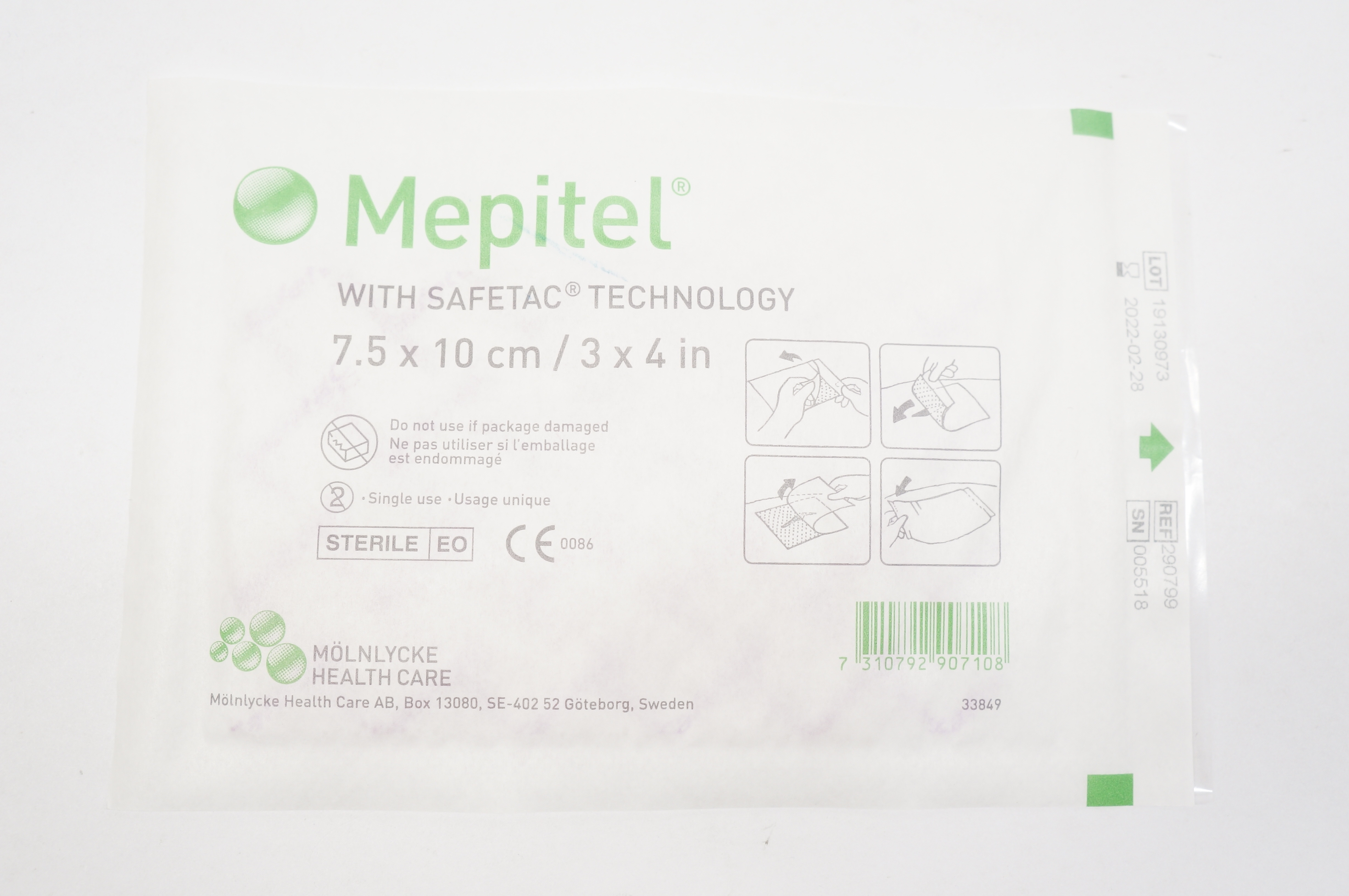 Molnlycke Health Care 290799 Mepitel With Safetac Technology 3 x 4inch