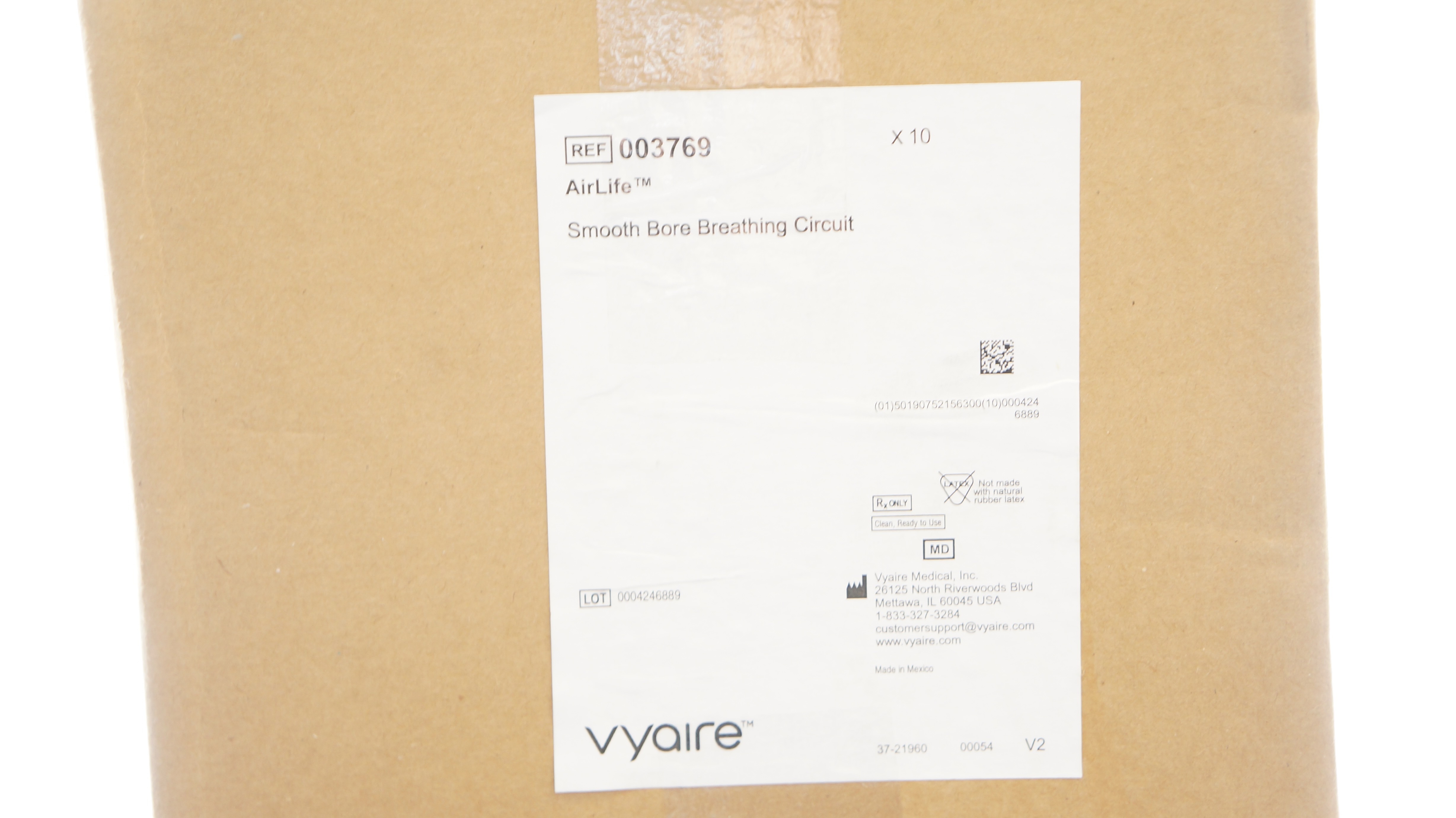 Vyaire 003769 AirLife Smooth Bore Breathing Circuit - Case of 10