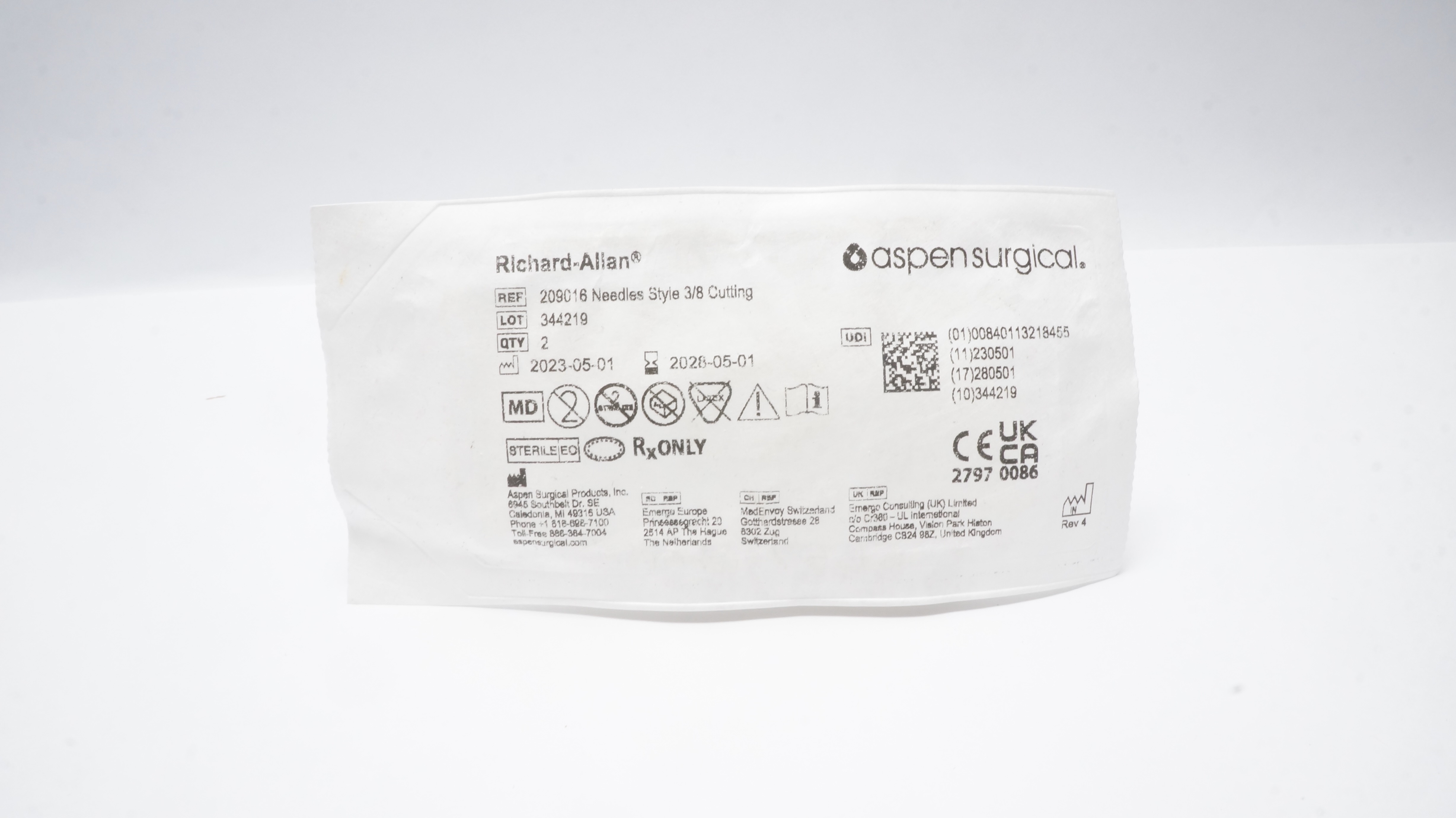 Aspen Surgical 209016 Richard-Allan Ndles Mayo 3/8Cutting - Pack of 2