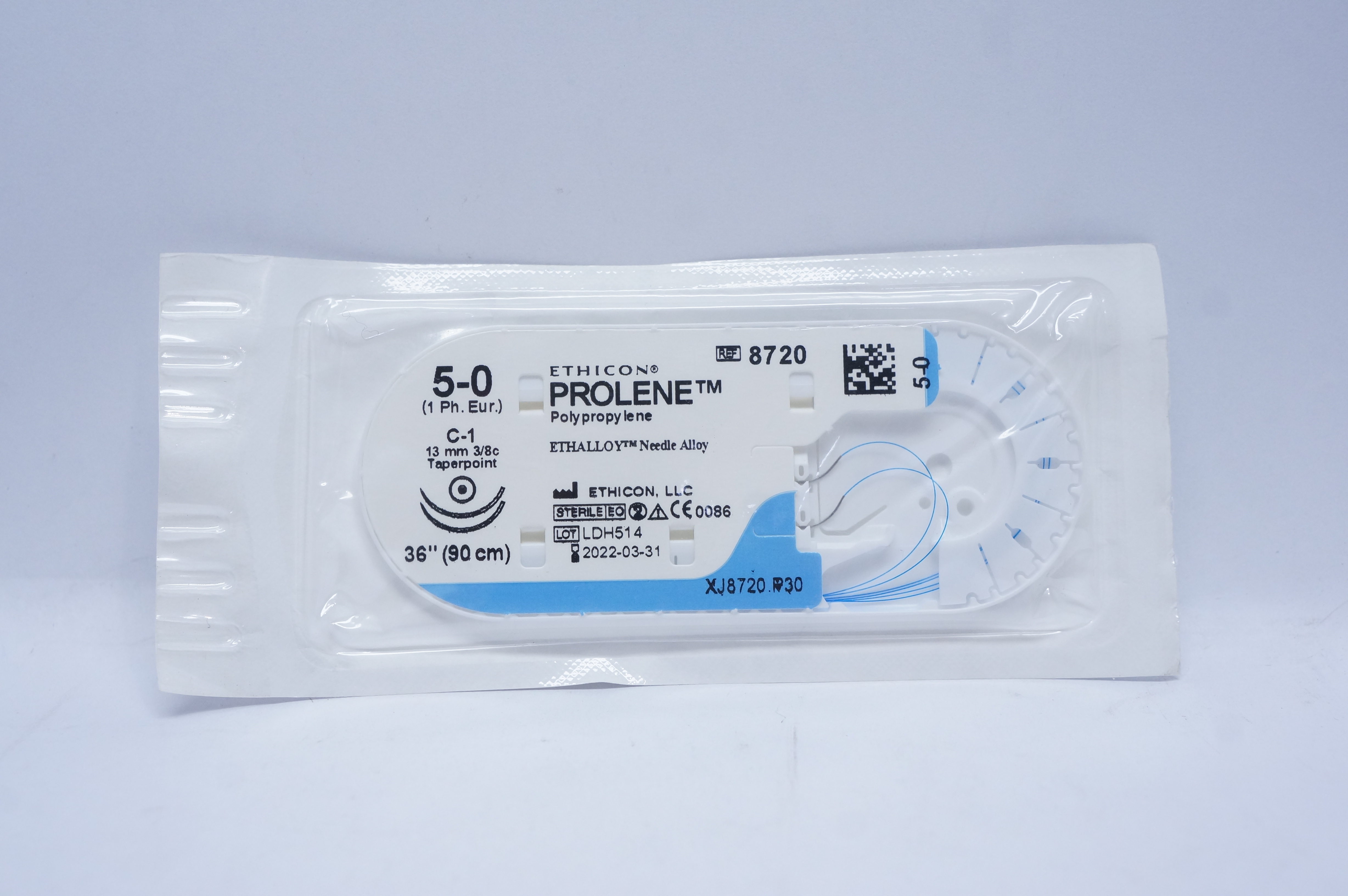 Ethicon 8720 5-0 PROLENE, C-1, 13mm 3/8c Taperpoint, 36inch
