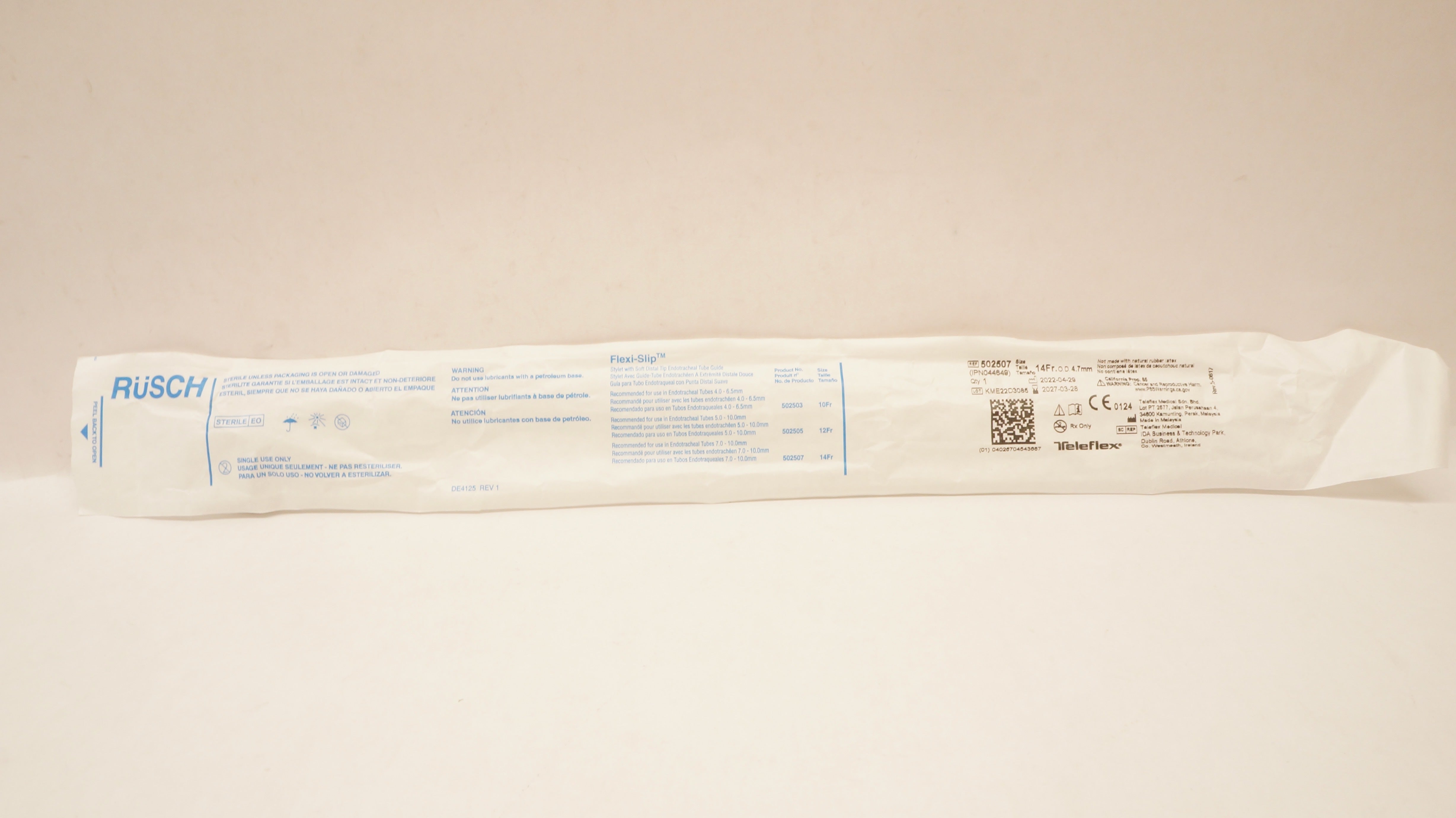 Teleflex 502507 Rusch Flexi-Slip Stylet With Soft Distal Tip 14Fr x 4.7mm OD