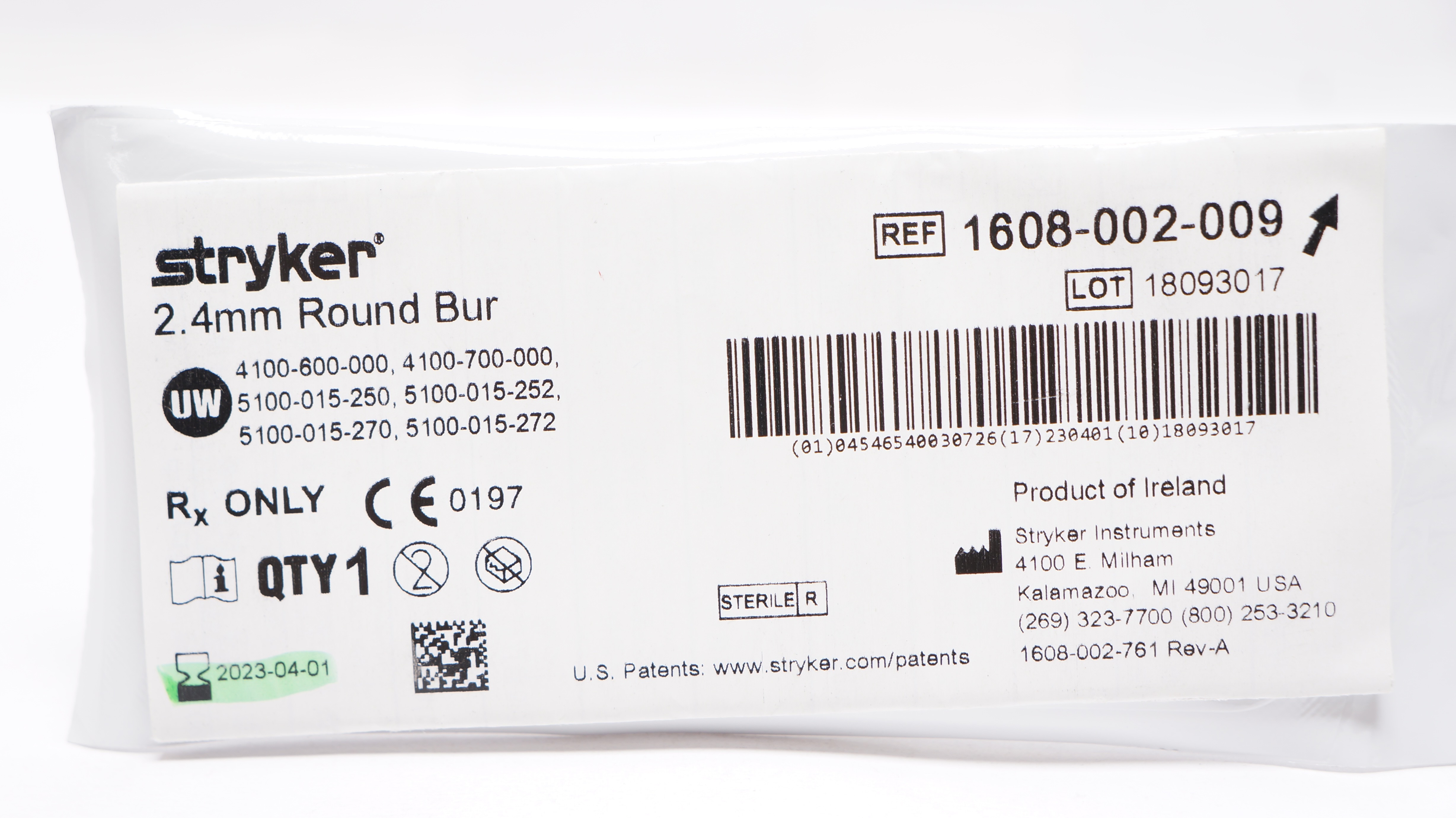 Stryker 1608-002-009 2.4mm Round Bur (x)