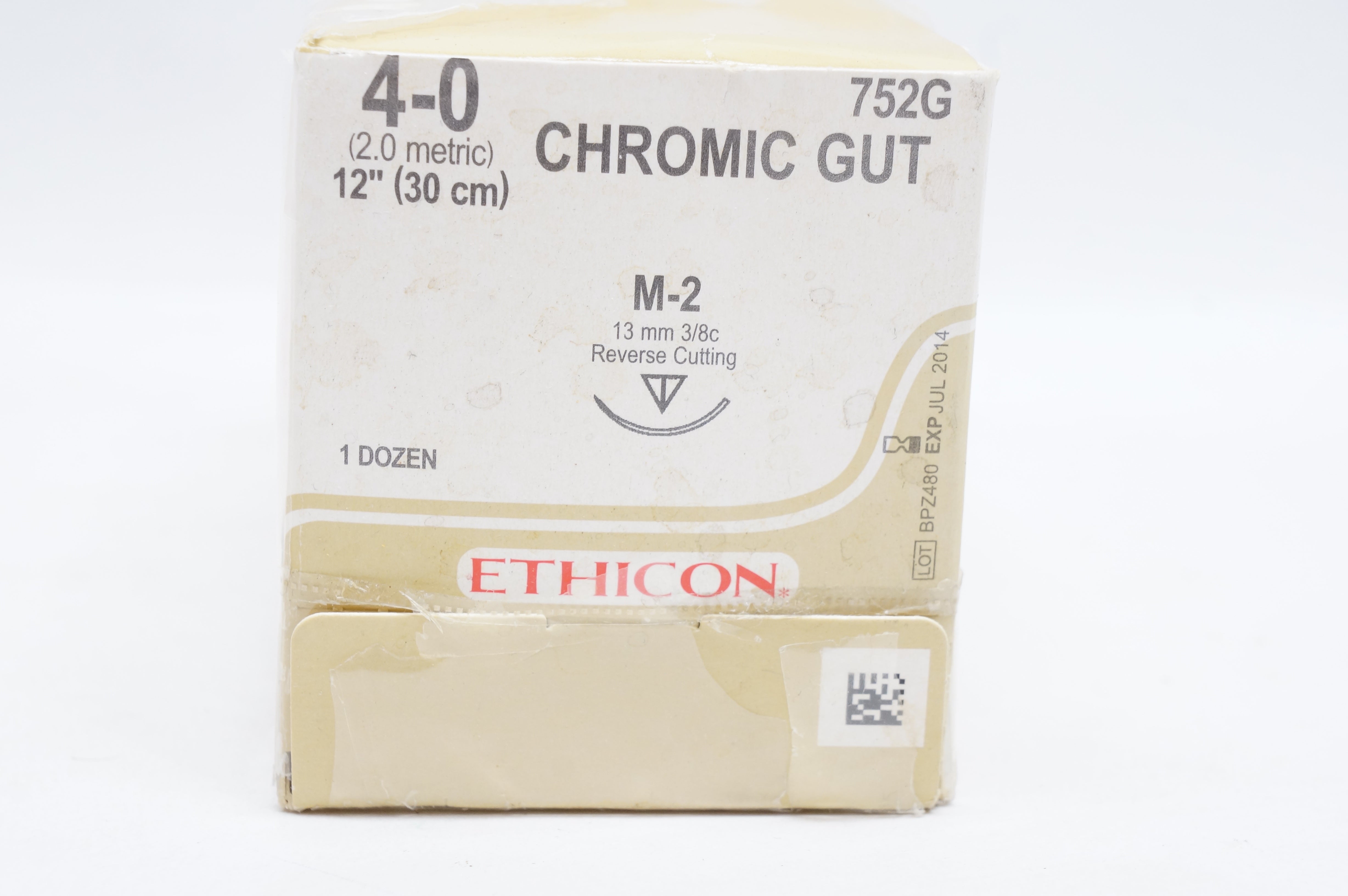 Ethicon 752G 4-0 CHROMIC GUT, M-2, 13mm 3/8c Reverse Cutting, 12inch (x) - Box of 12