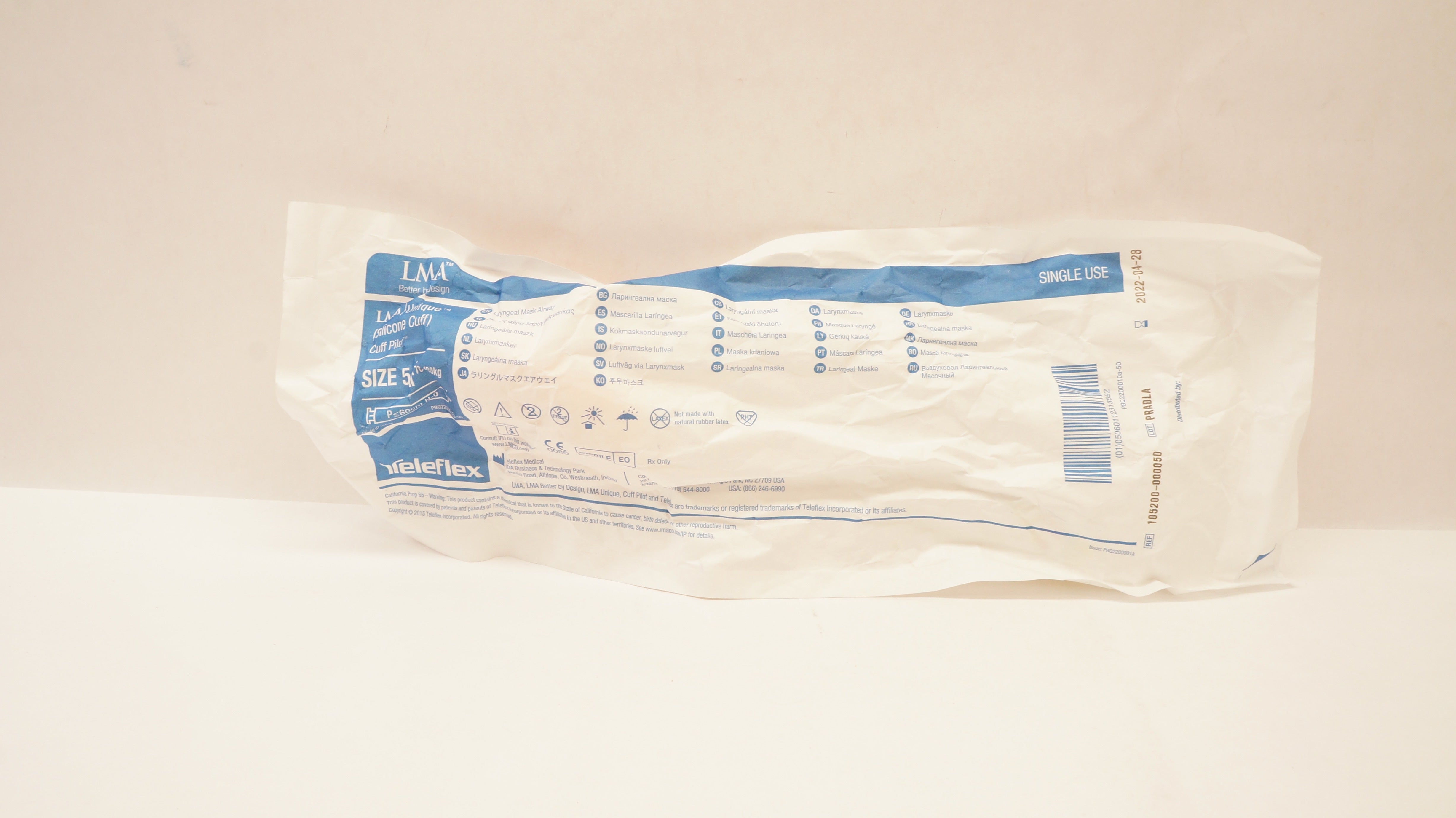 Teleflex 105200-000050 LMA Unique Laryngeal Mask Airway Size 5, 70-100kg (x)