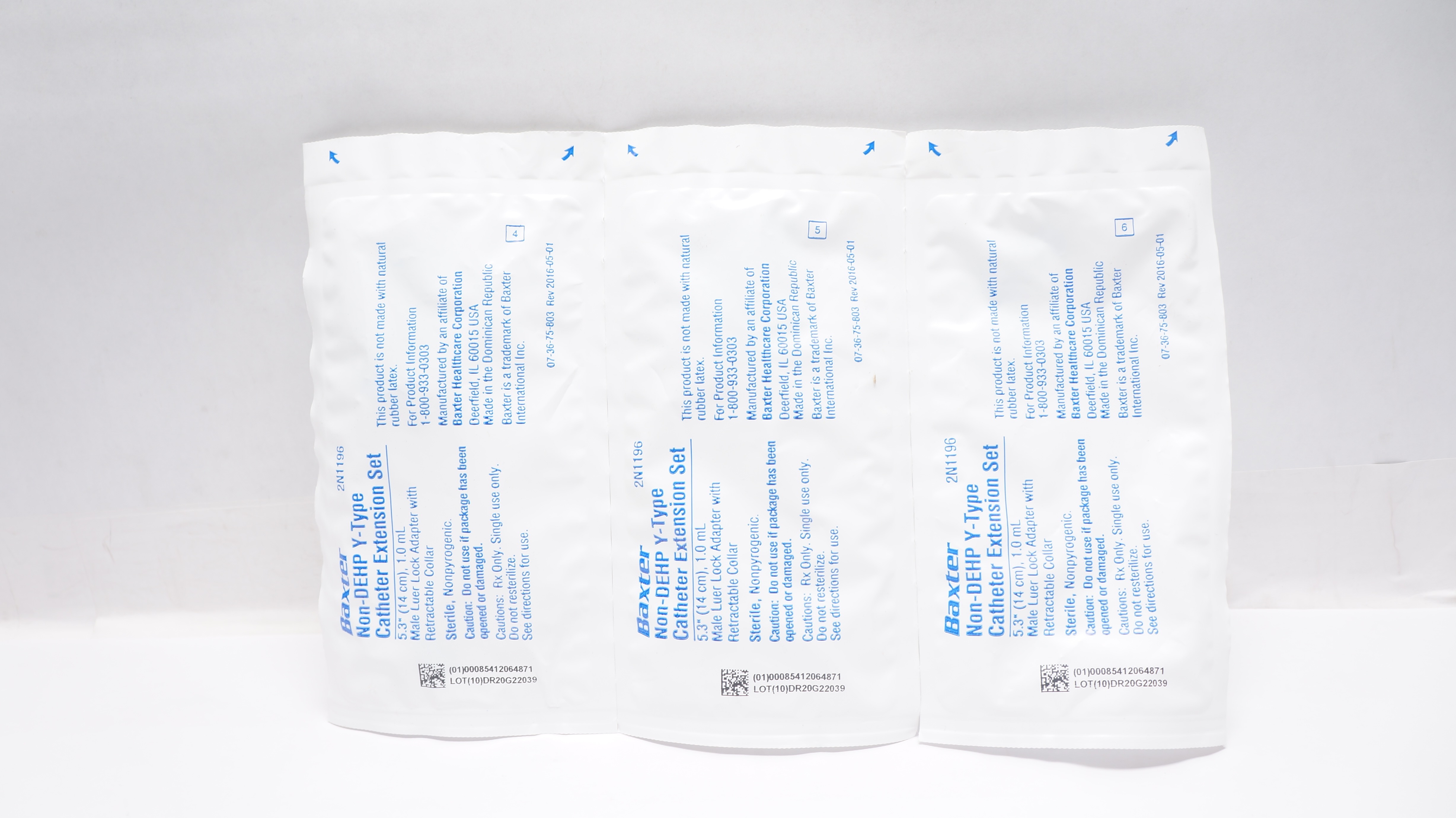 Baxter 2N1196 Non-DEHP Y-Type Cath. Extension Set 5.3inch x 1.0mL - Lot of 3