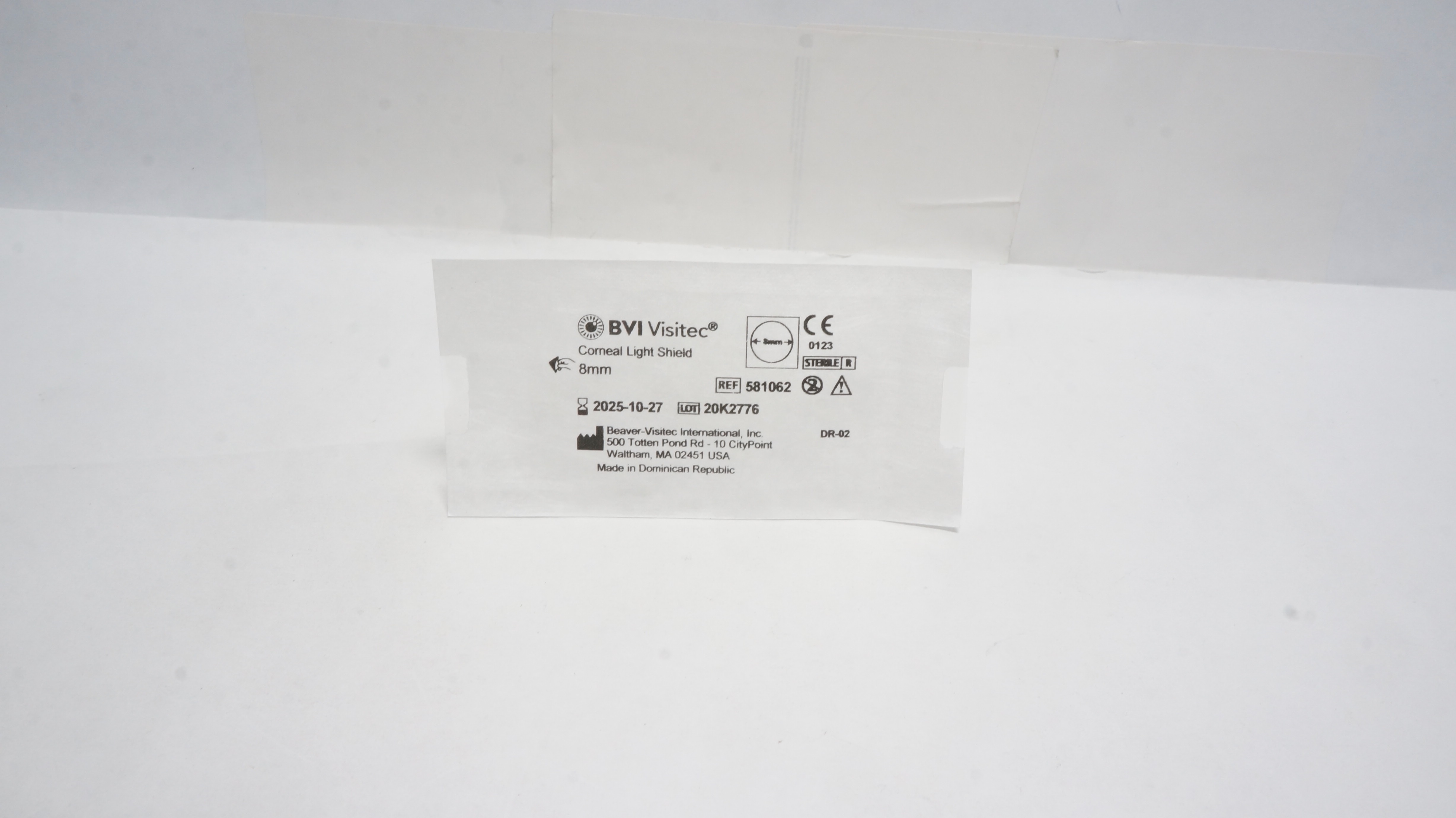 BVI 581062 Visitec Corneal Light Shield 8mm Sterile