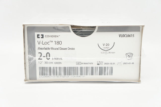 Covidien VLOCL0615 2-0 V-Loc 180 Wound Closure V-20 1/2 26mm 12inch - Box of 12