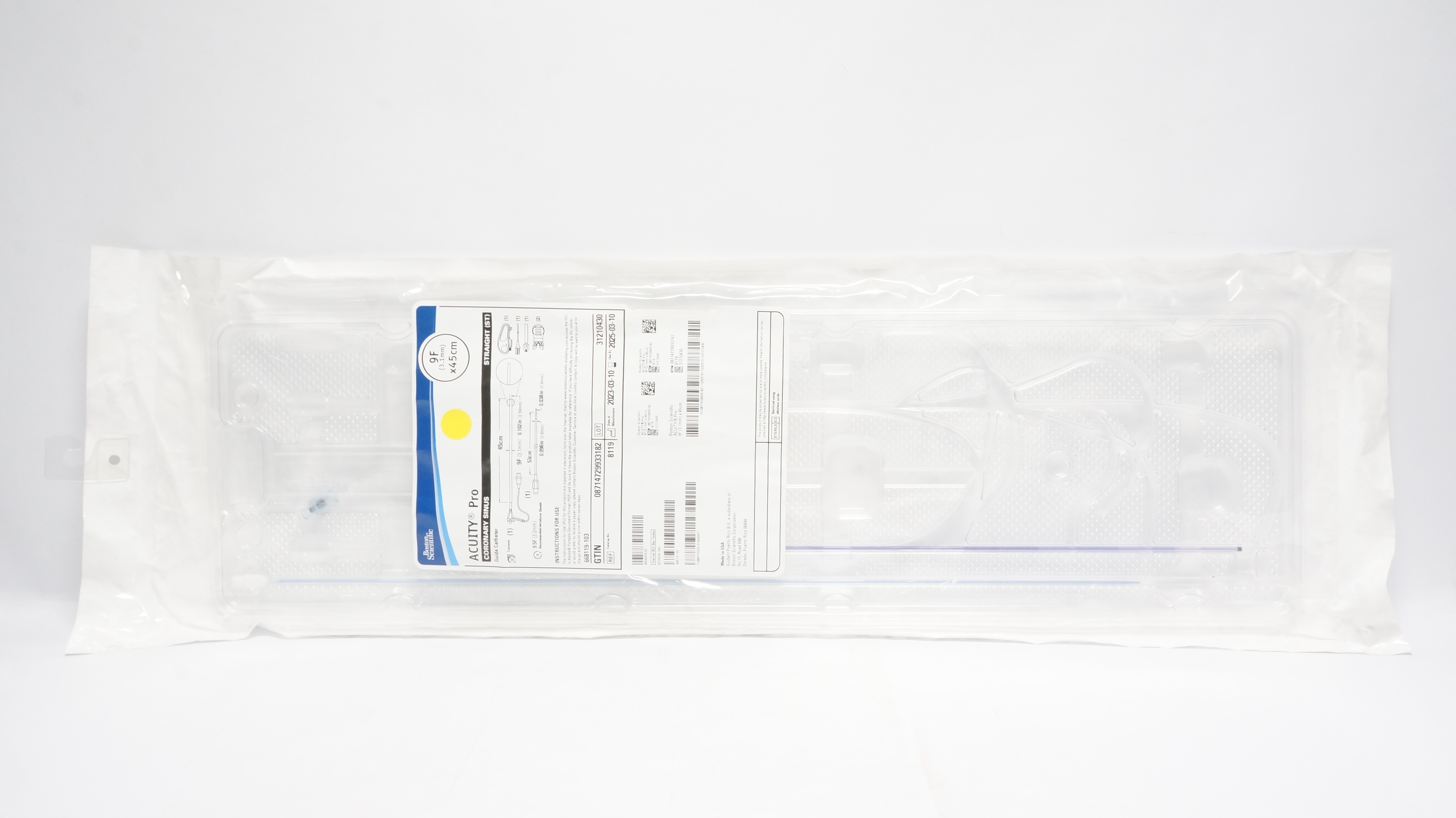 Boston Scientific 8119 ACUITY Pro Coronary Sinus Guide Cath., (ST) 9F x 45cm(x)