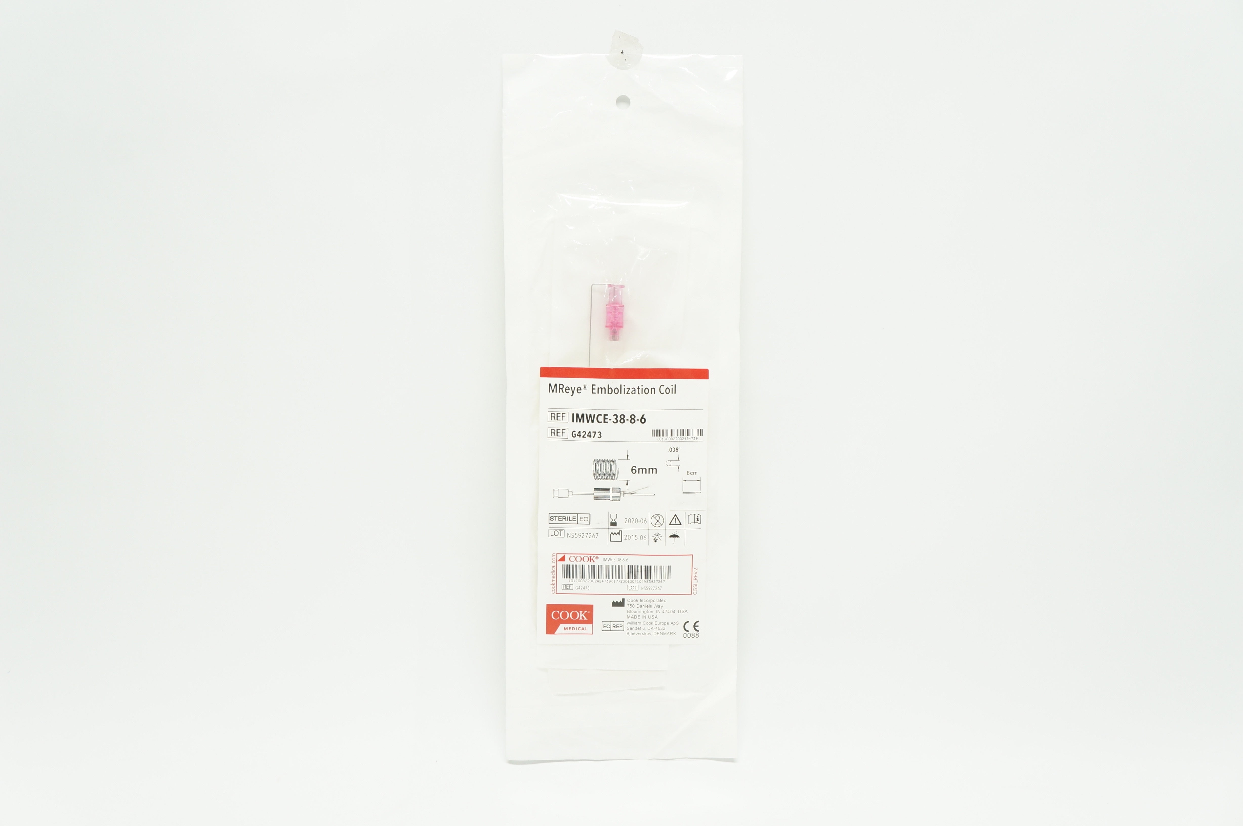 Cook Medical G42473 MReye Embolization Coil 6mm x .038in x 8cm (x)