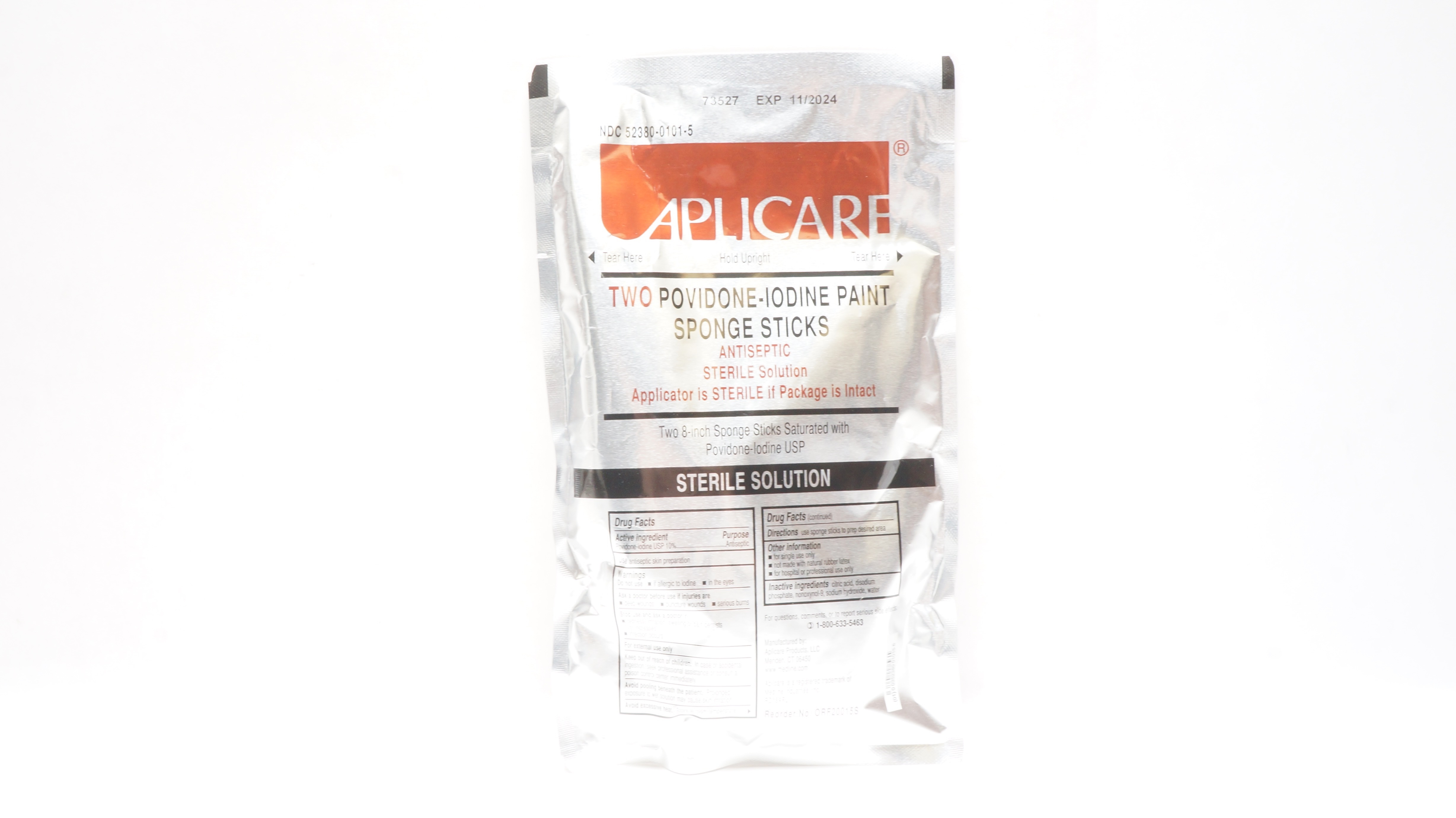 Medline ORF22025S Aplicare Povidone-Iodine Scrub Sponge Sticks 8inch - Pack of 2