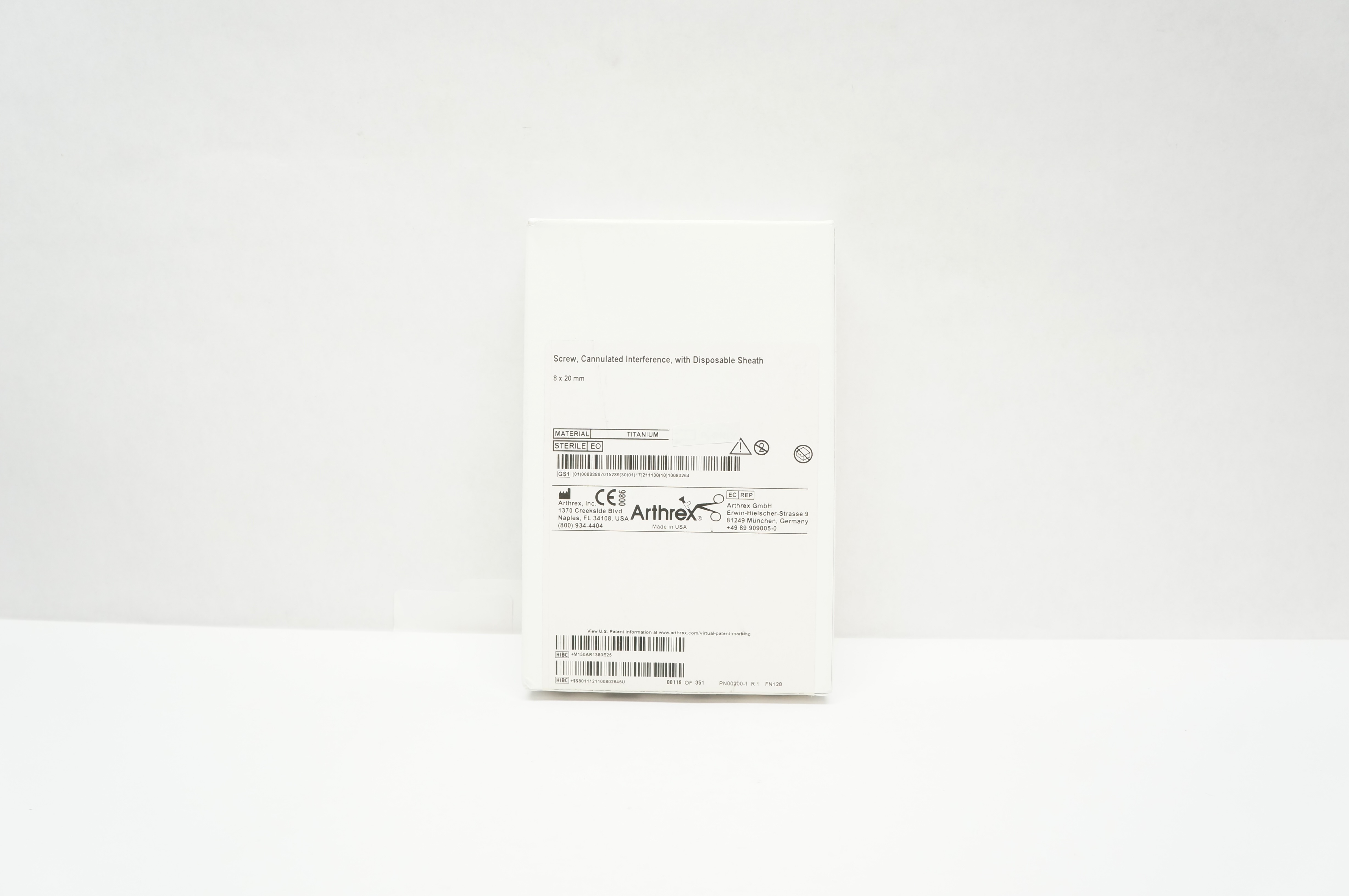 Arthrex AR-1380E Sheathed Cannulated Interference Screw 8 x 20mm (x)