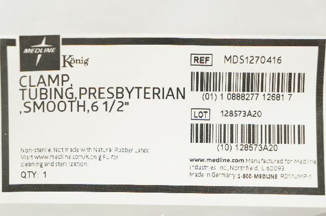 Medline MDS1270416 Konig Clamp, Tubing, Presbyterian Smooth 6 1/2inch