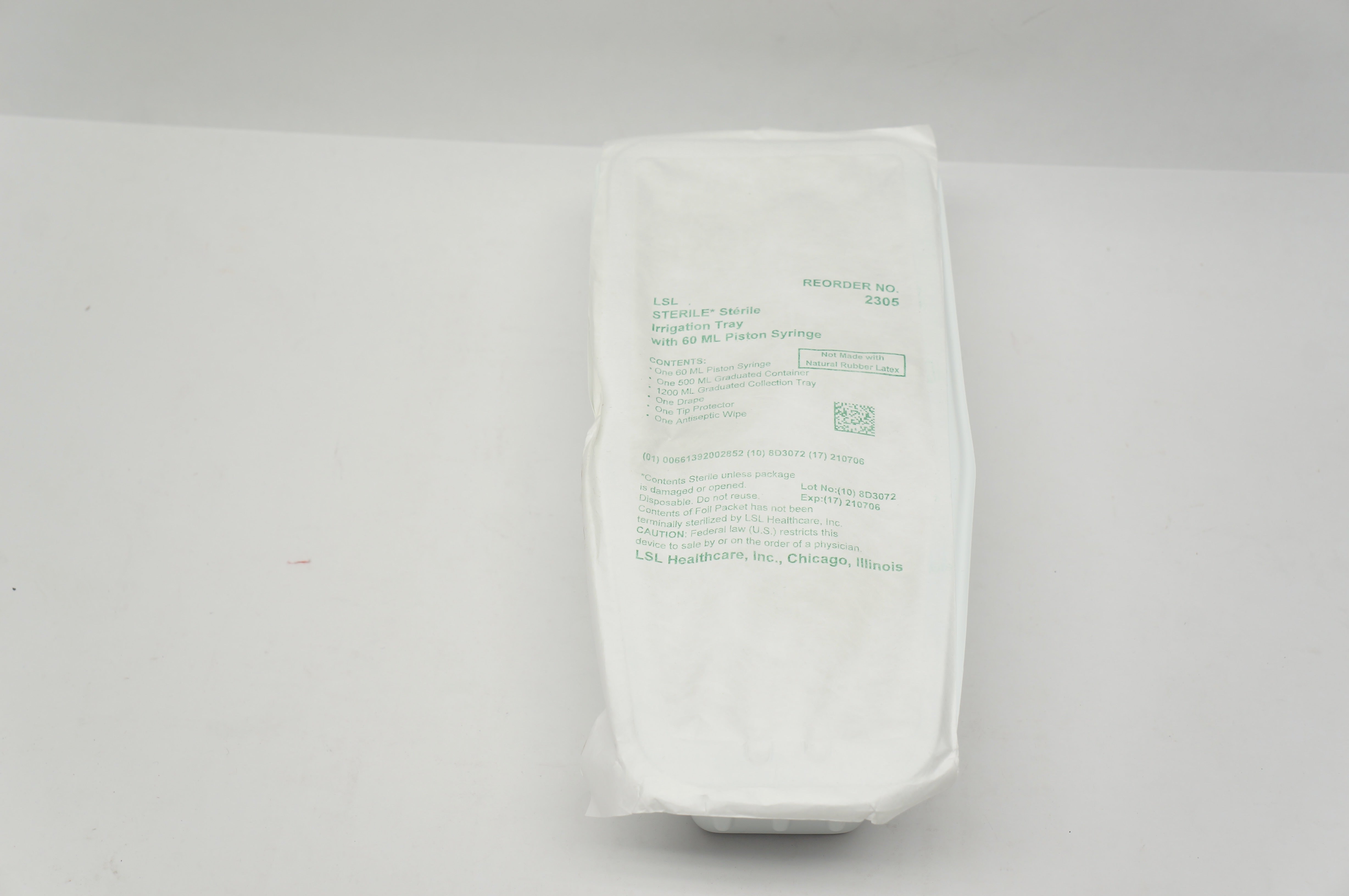 LSL Healtcare 2305 Sterile Irrigation Tray with Piston Syringe 60mL (x)