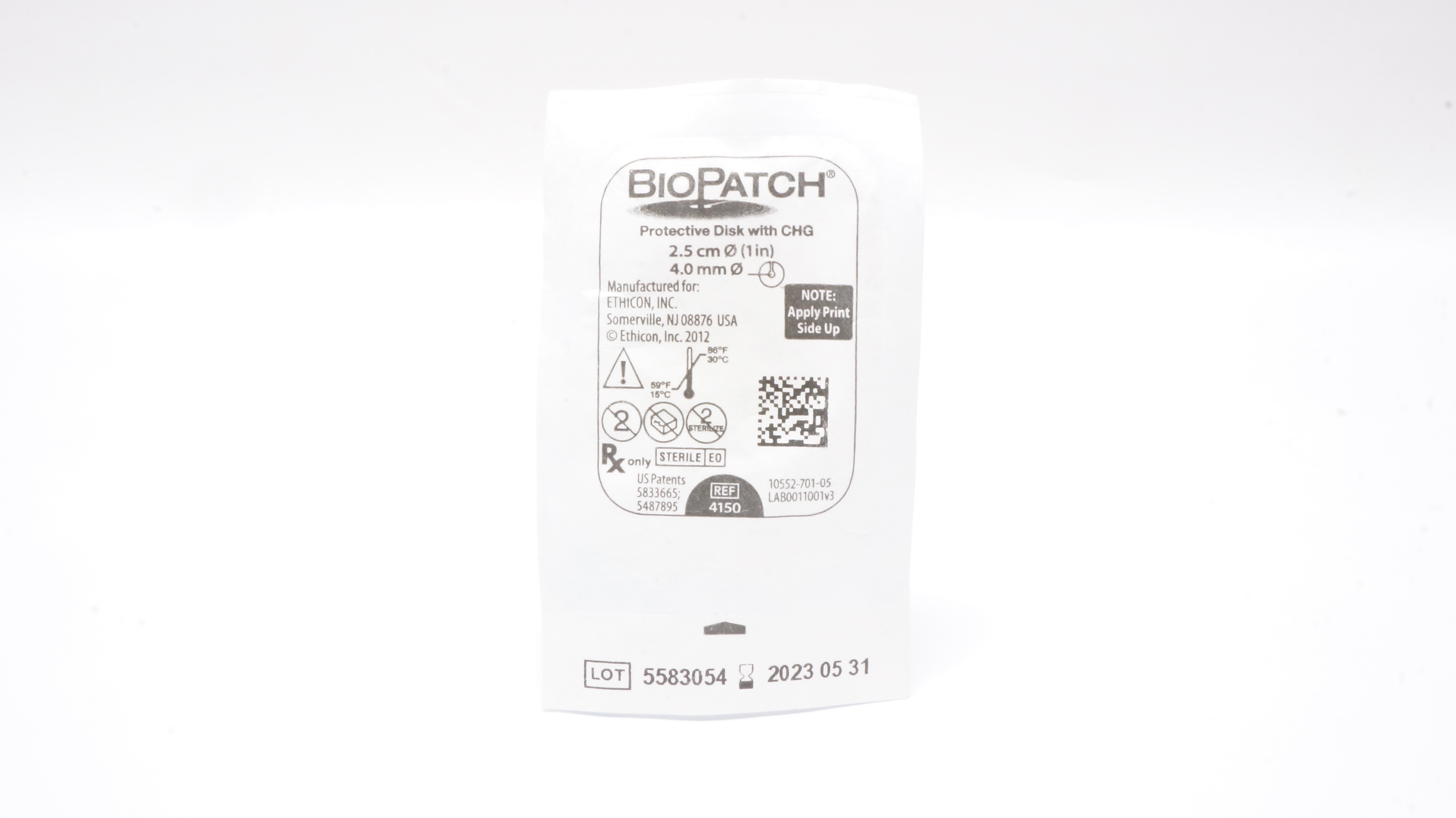 BioPatch 4150 Ethicon Protective Disk with CHG 1inch x 4.0mm