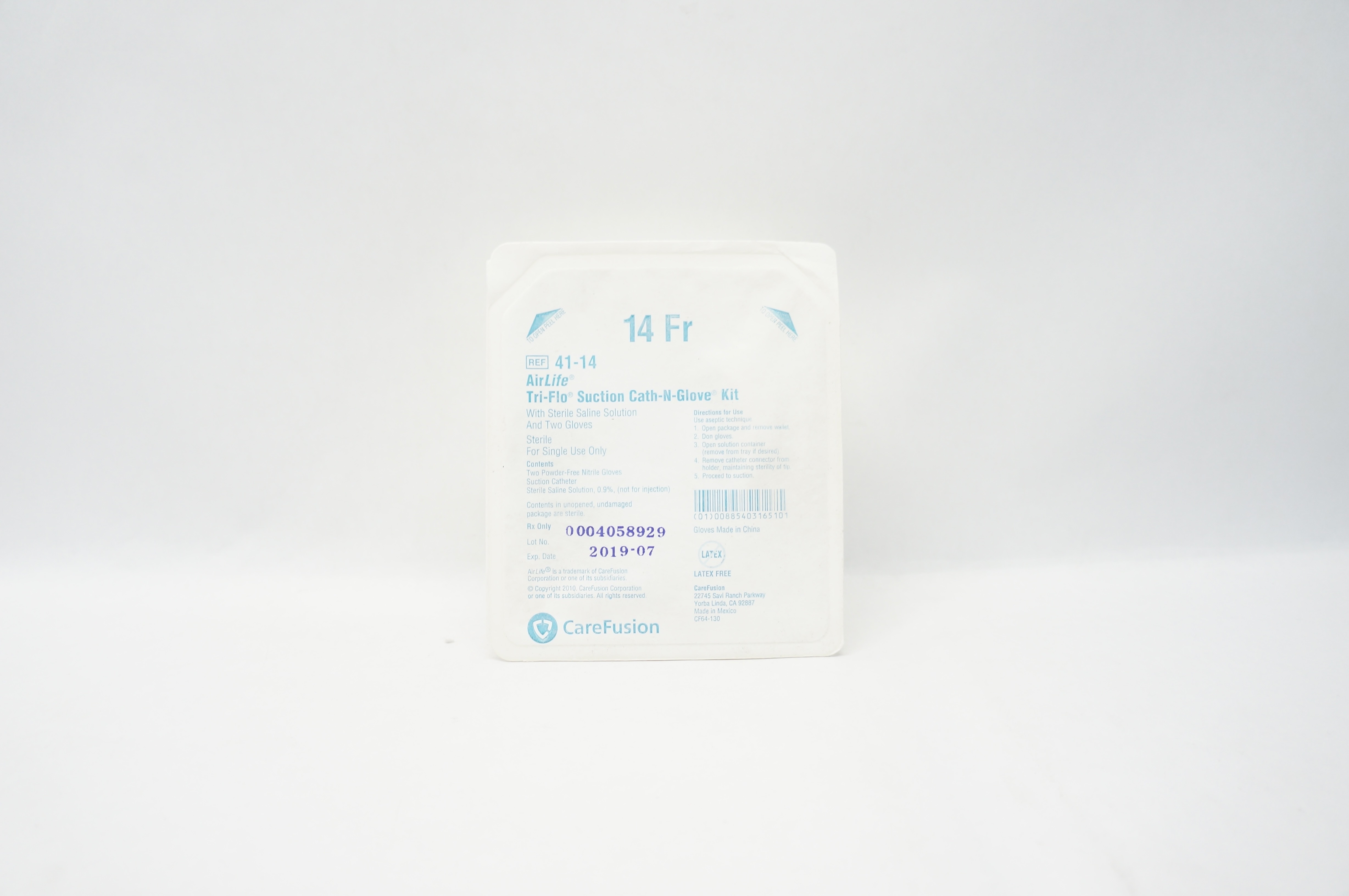 CareFusion 41-14 AirLife Tri-Flo Suction Cath.-N-Glove Kit 14Fr (x)