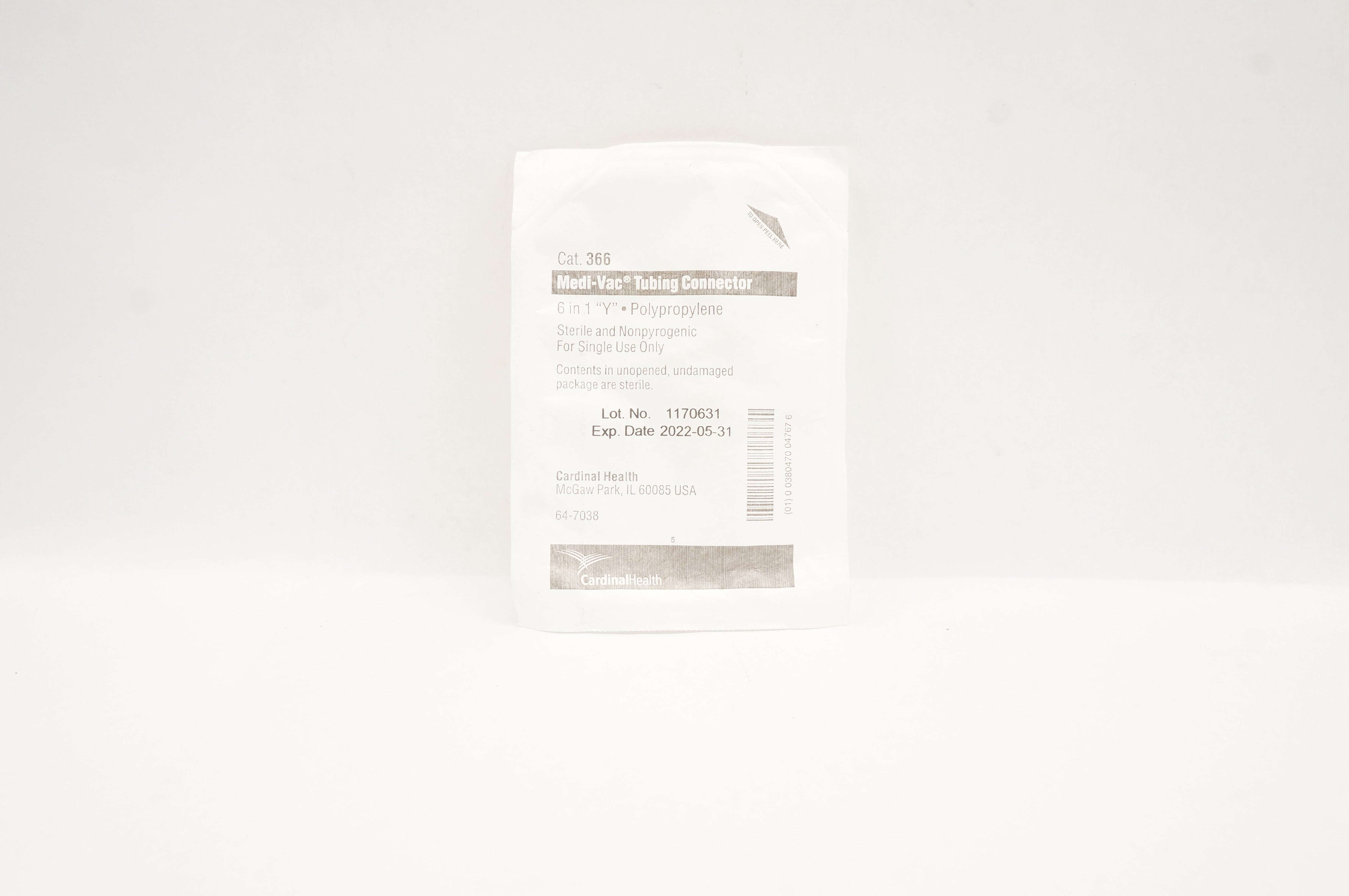 Cardinal Health 366 Medi-Vac Tubing Connector 6 in 1 "Y" Polypropylene (x)