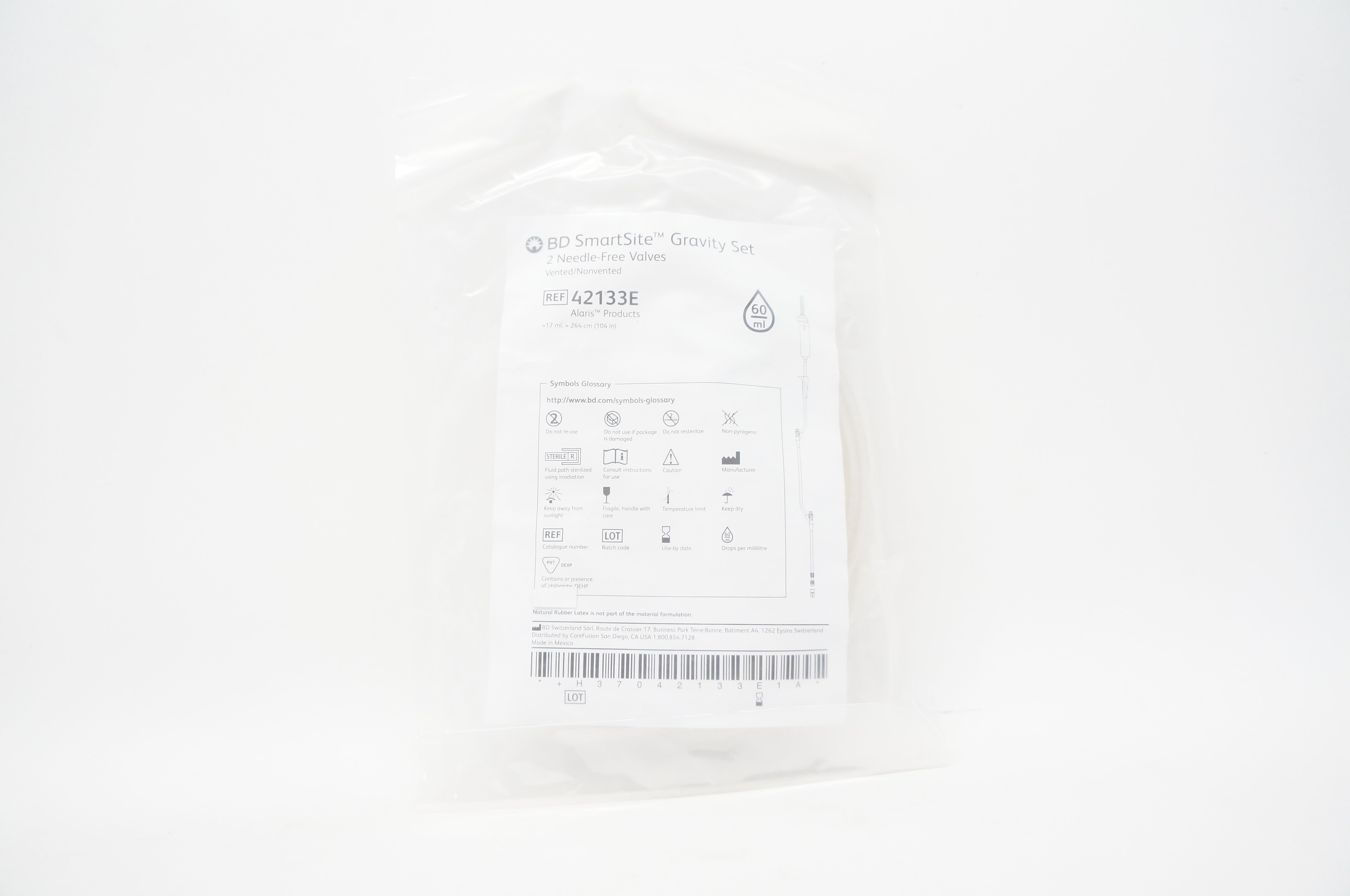 BD 42133E SmartSide Gravity Set 2 Needle-Free Valves