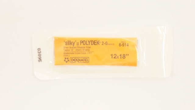 Ethicon 6-914 2-0 Silky II Polydek Green Braided Polyester Fiber Stre 12x18inch