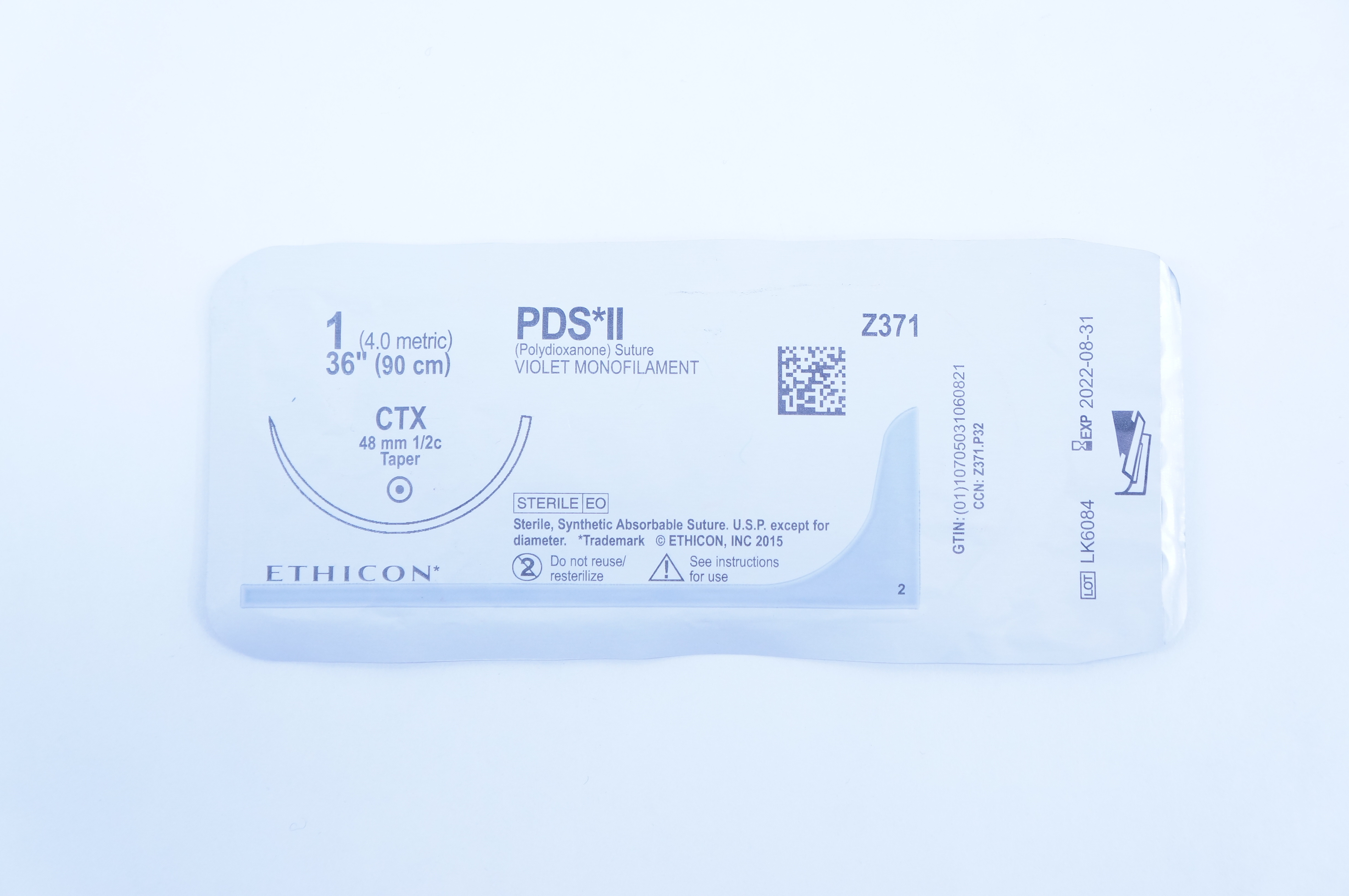 Ethicon Z371 1 PDS II CTX 48mm 1/2c Taper, 36inch