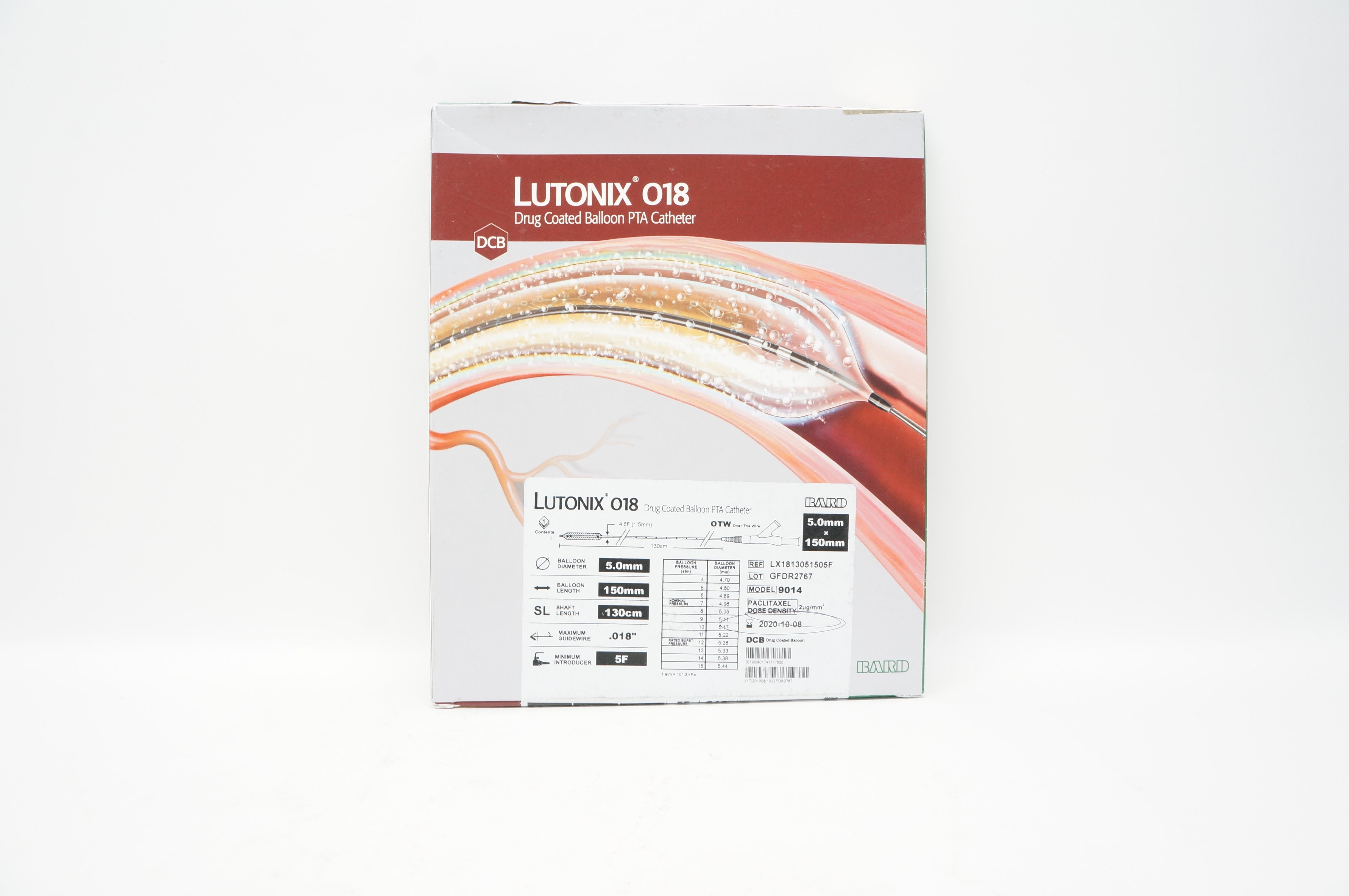 Bard LX1813051505F Lutonix 018 Drug Coated Balloon PTA Cath. 5.0mm x 150mm (x)