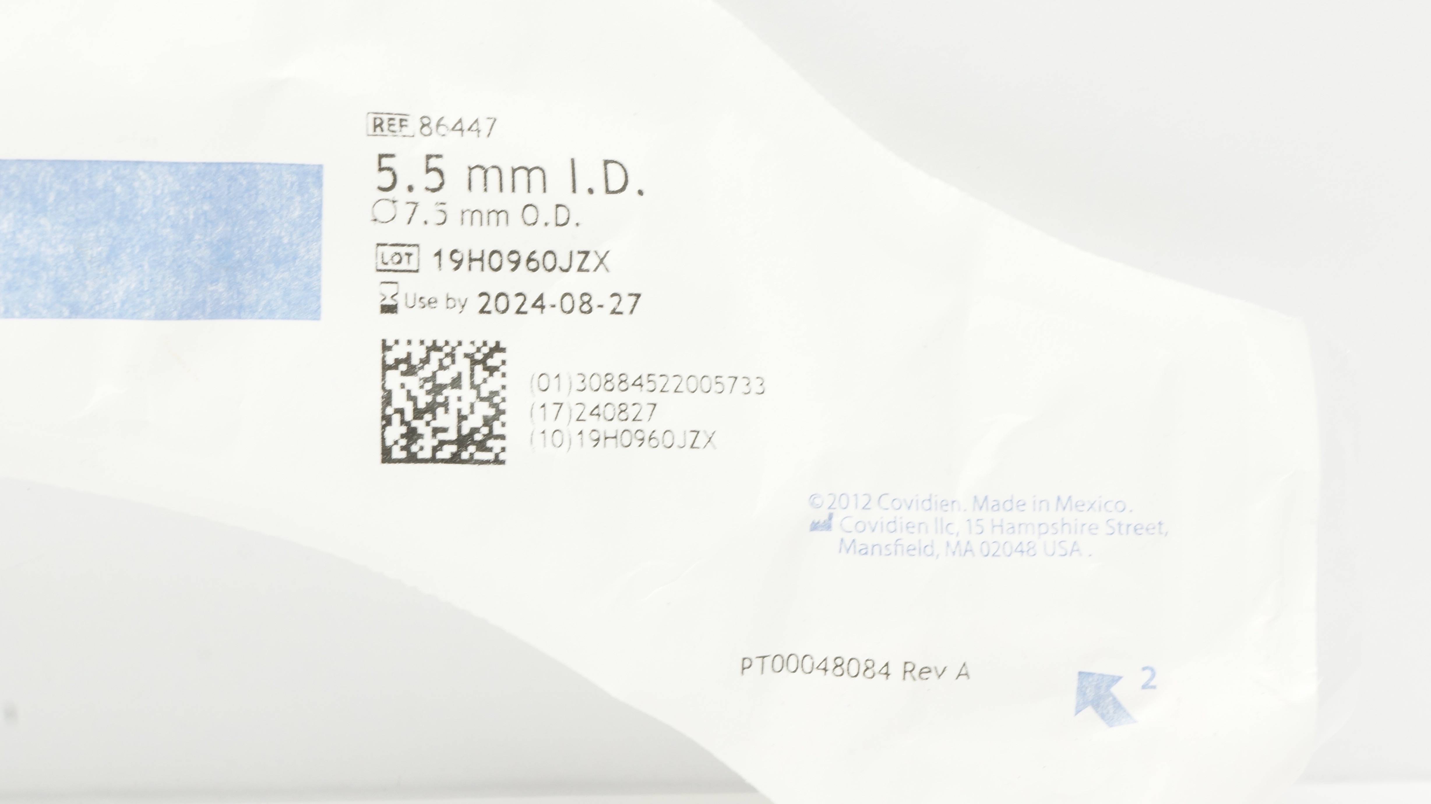 Covidien 86447 Shiley Hi-Lo Oral/Nasal Tracheal Tube Cuffed 5.5mmID x 7.5mmOD(x)