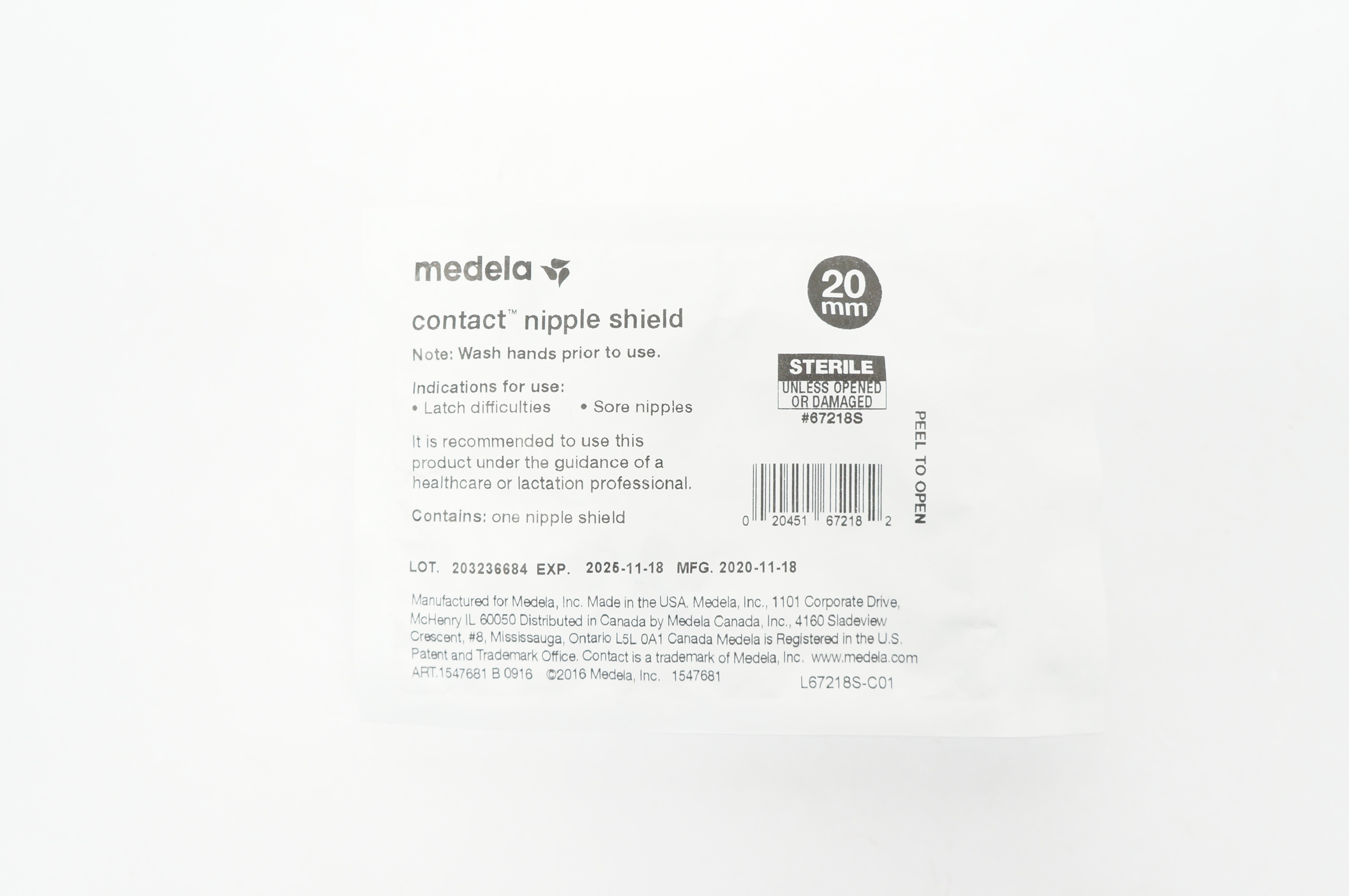 Medela 67218S Contact Nipple Shield 20mm