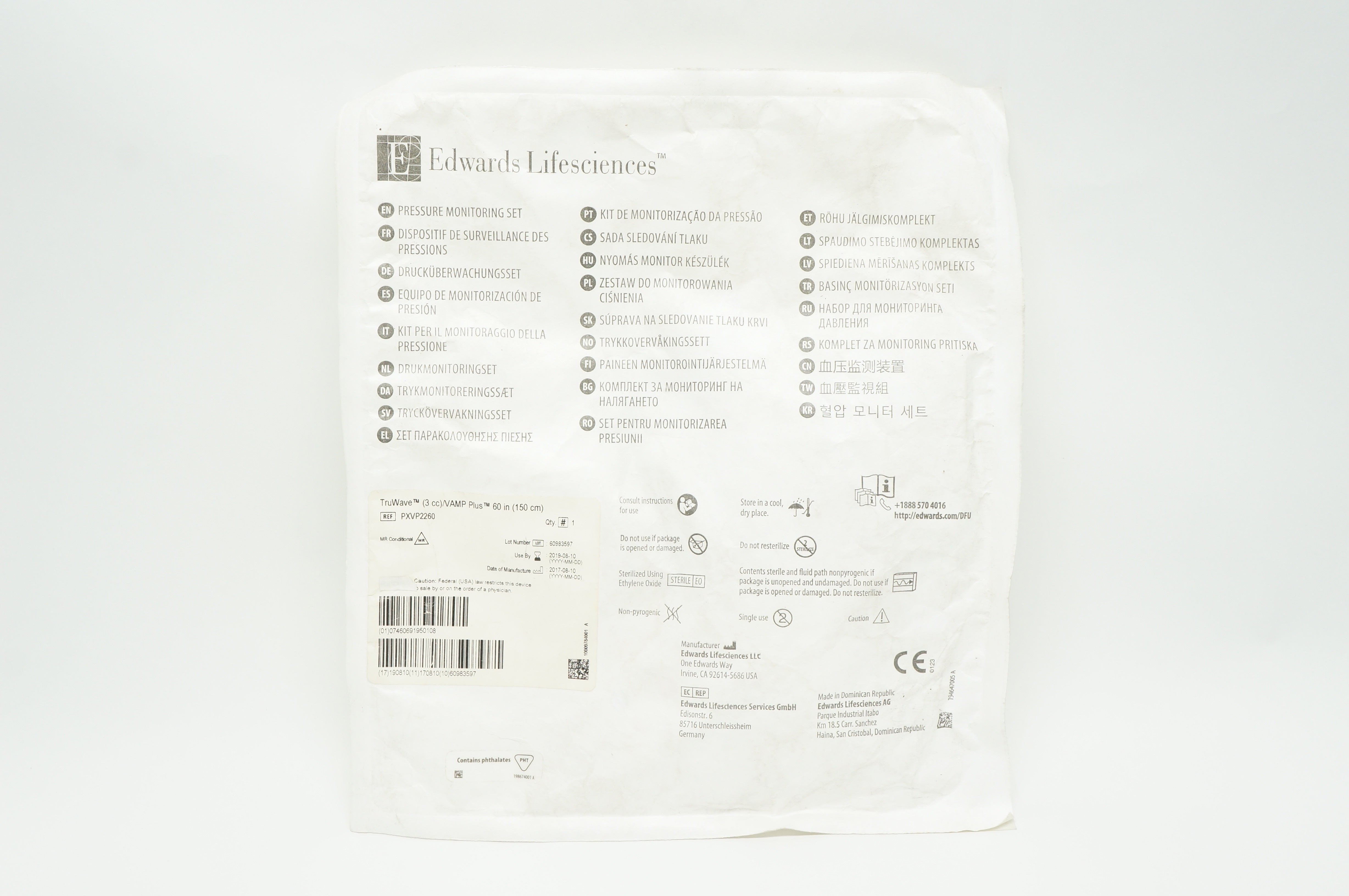 Edwards Lifesciences PXVP2260 TruWave Pressure Monitoring Set 60 in. (x)