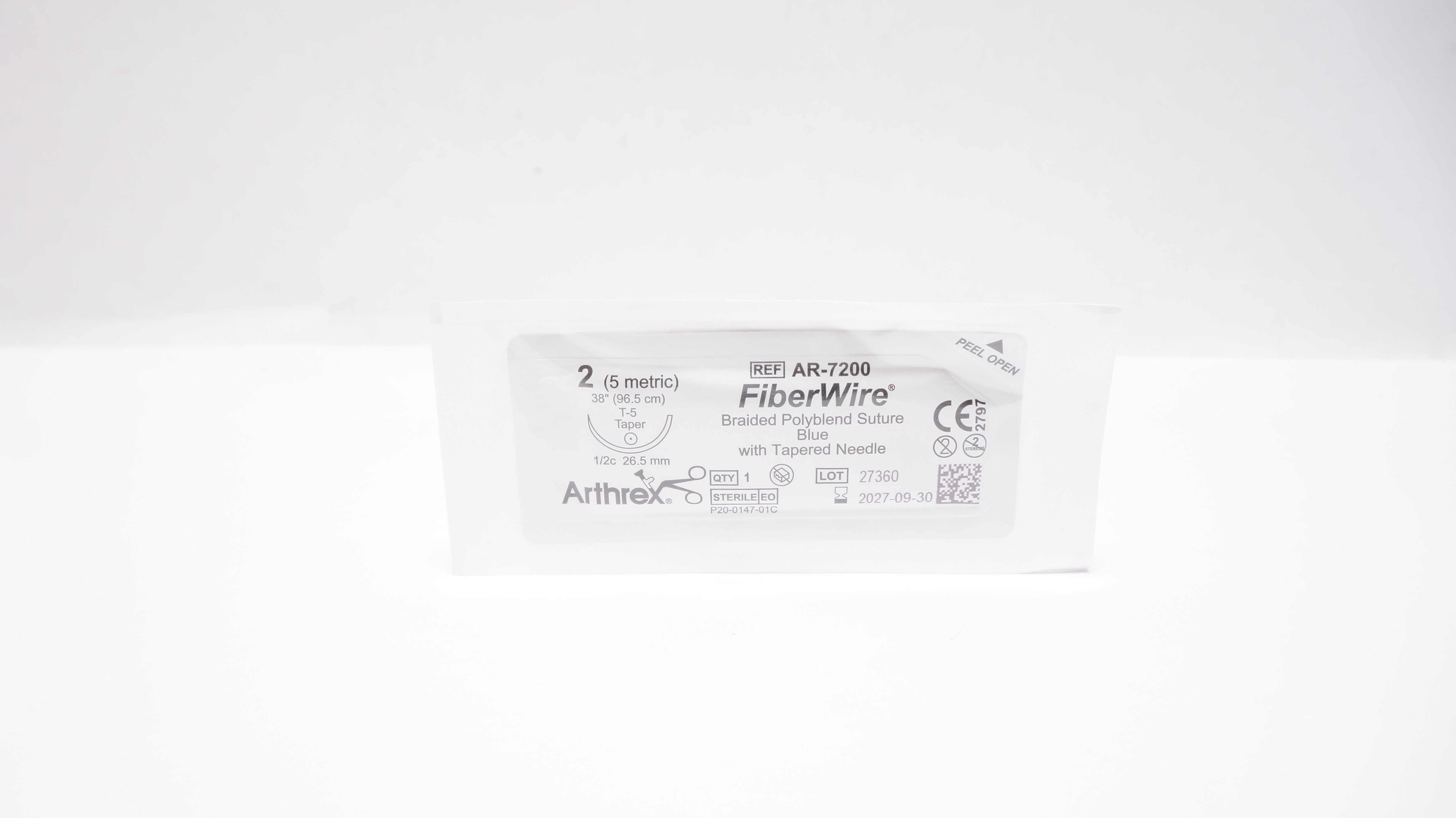 Arthrex AR-7200 2 FiberWire Braided Polyblend Stre T-5 1/2c 26.5mm Taper, 38inch