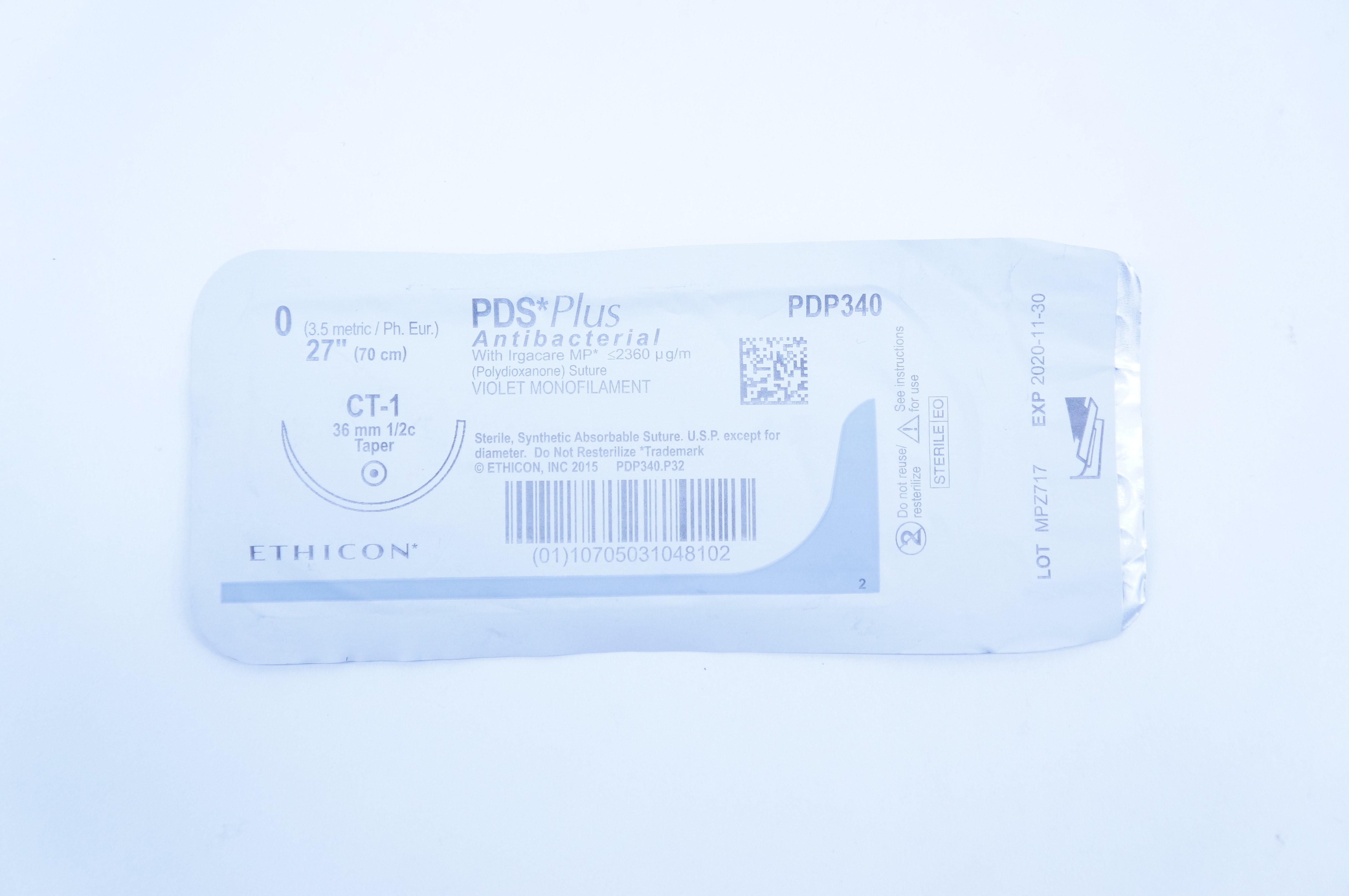 Ethicon PDP340 0 PDS Plus Antibacterial Stre. Violet   Monofilament 27inch